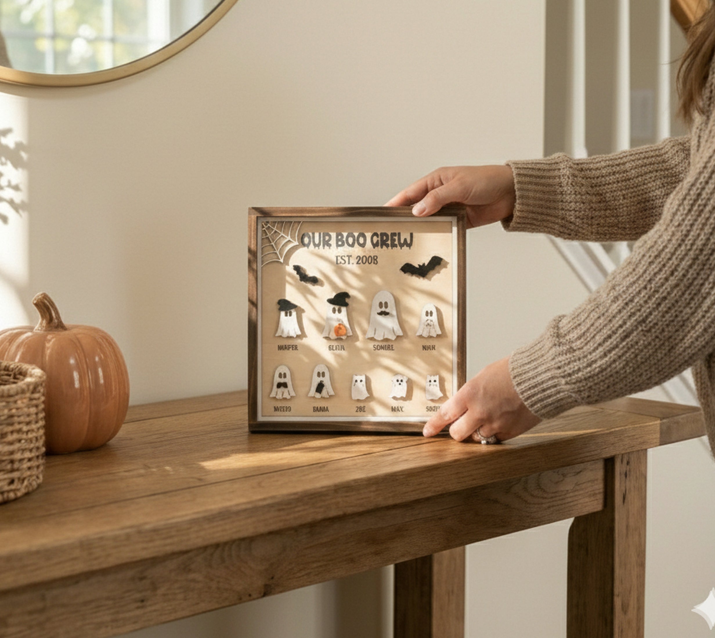 Personalized Halloween Ghost Family Sign Wood Halloween Family Sign D12
