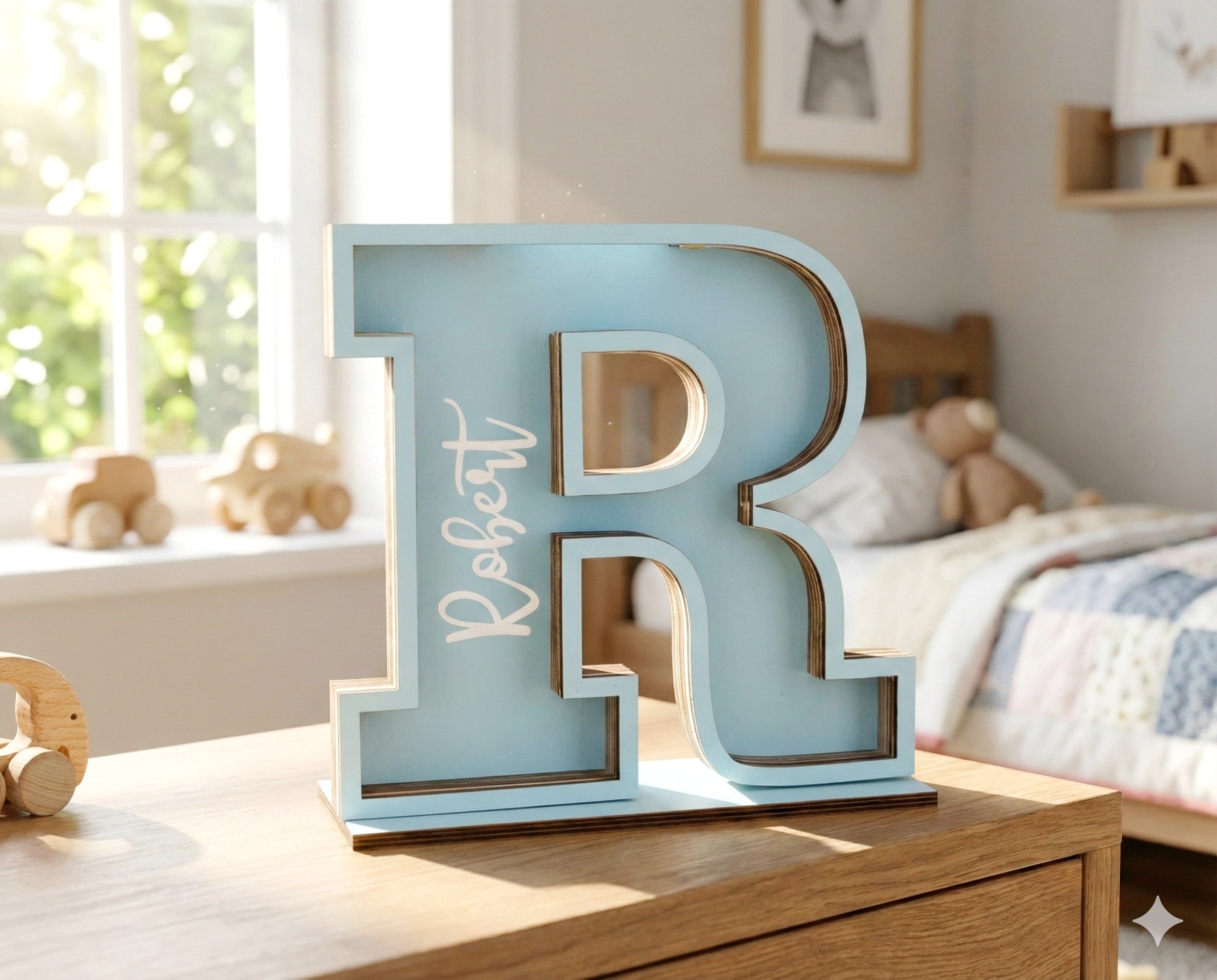 Personalized Letter Piggy Bank wood acrylic for kids room decor E19