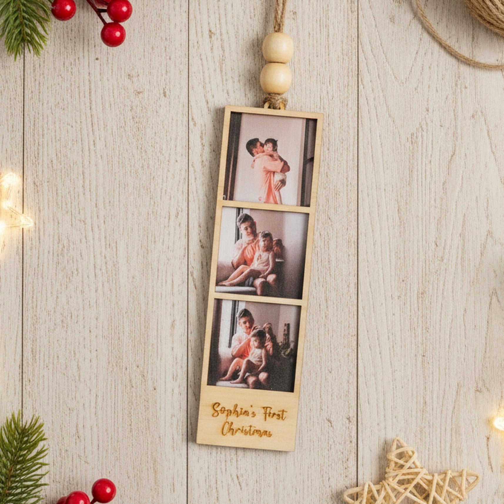 Wooden Personalized Photo Family Ornament for Photo Christmas Ornament and Wooden Picture Ornament R47