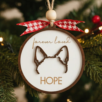 Personalized Dog Ear Ornament Wood Personalized Dog Ornament O76