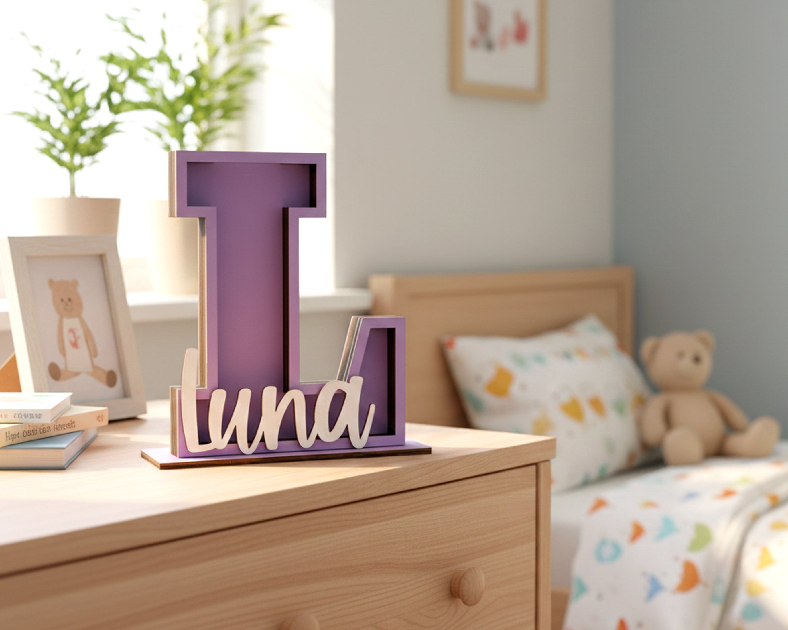 Personalized Letter Piggy Bank Wood Acrylic Kids Money Bank E13