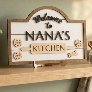 Personalized Mama Kitchen Wood Sign with Family Name D63