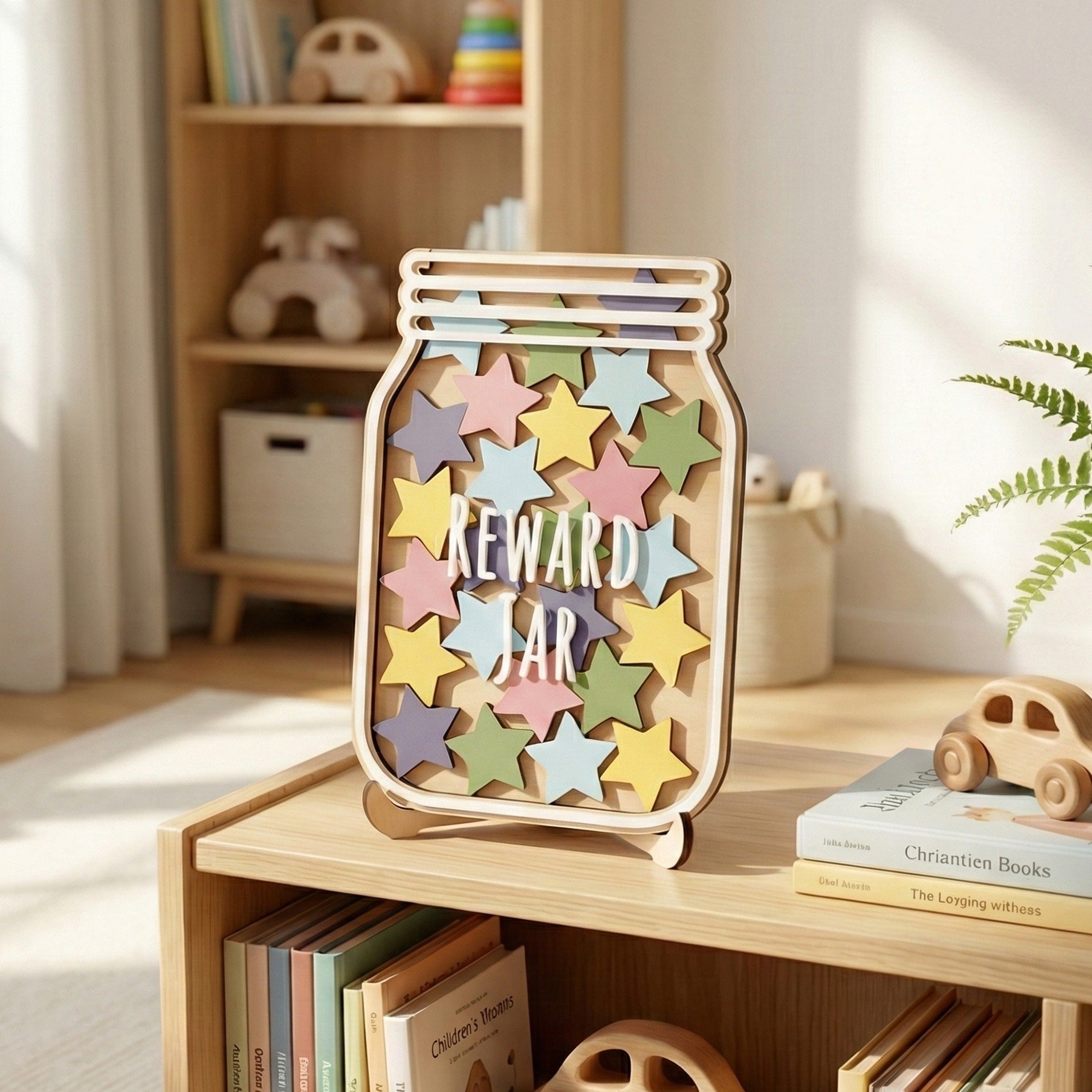 Wooden Reward Jar Wood for Kids Behavior Reward System E57