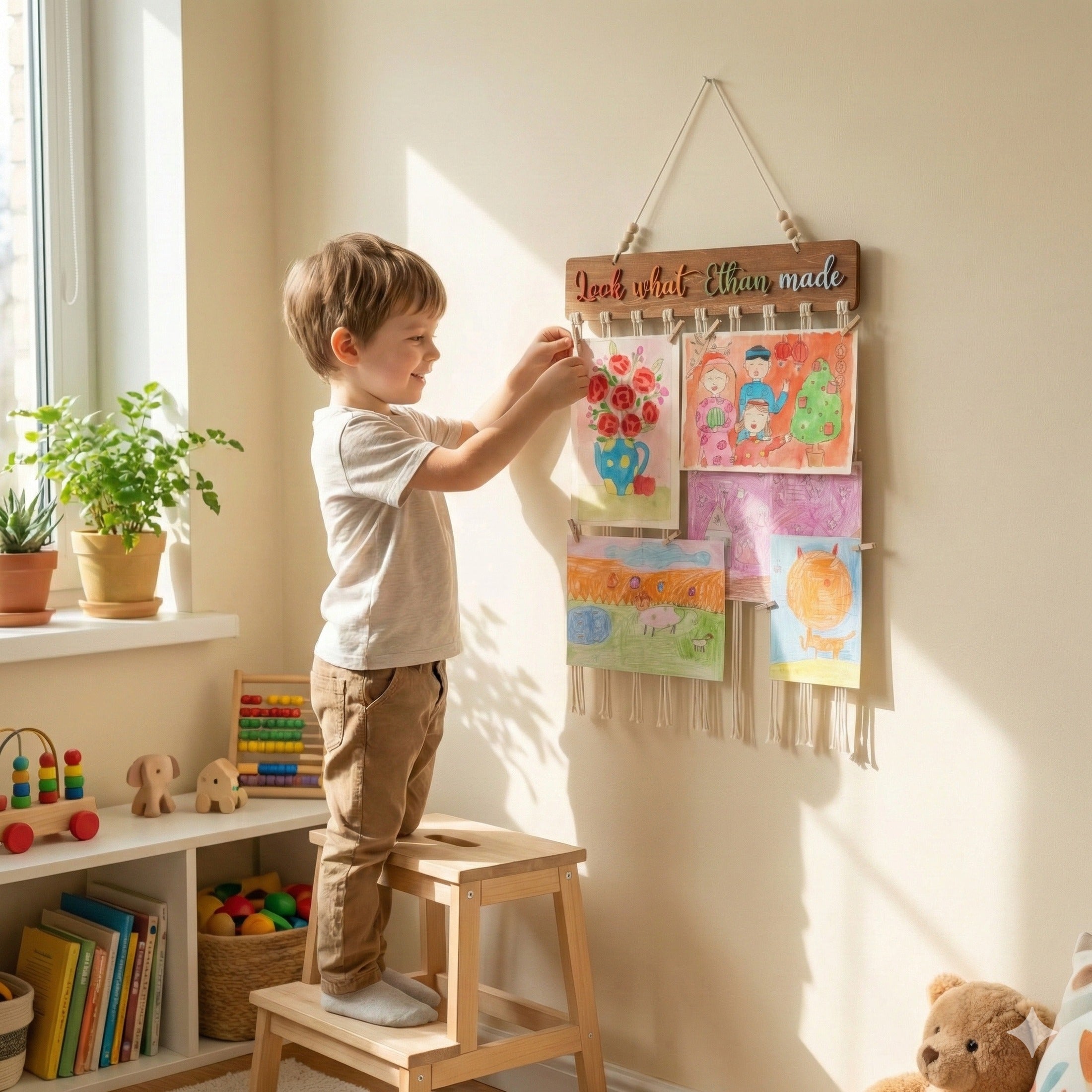 Macrame Kids Art Hanger For Birthday Gift I28