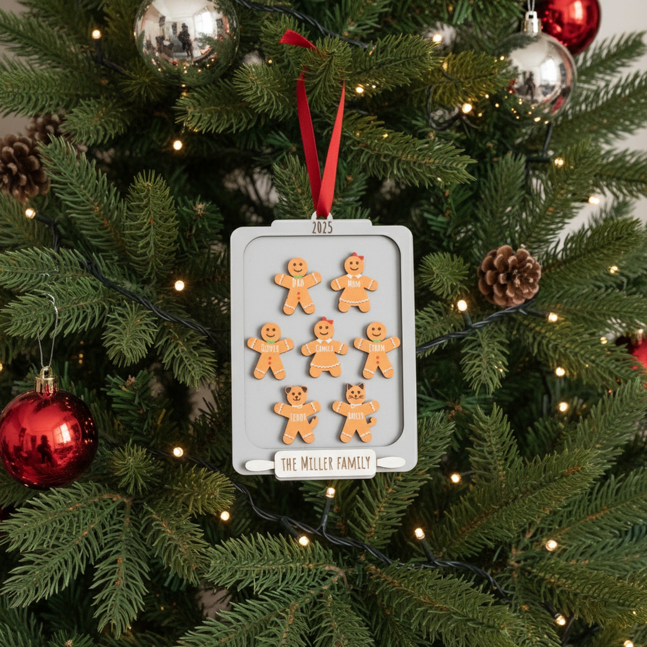 Wooden Gingerbread Family Christmas Ornament for Tree R77