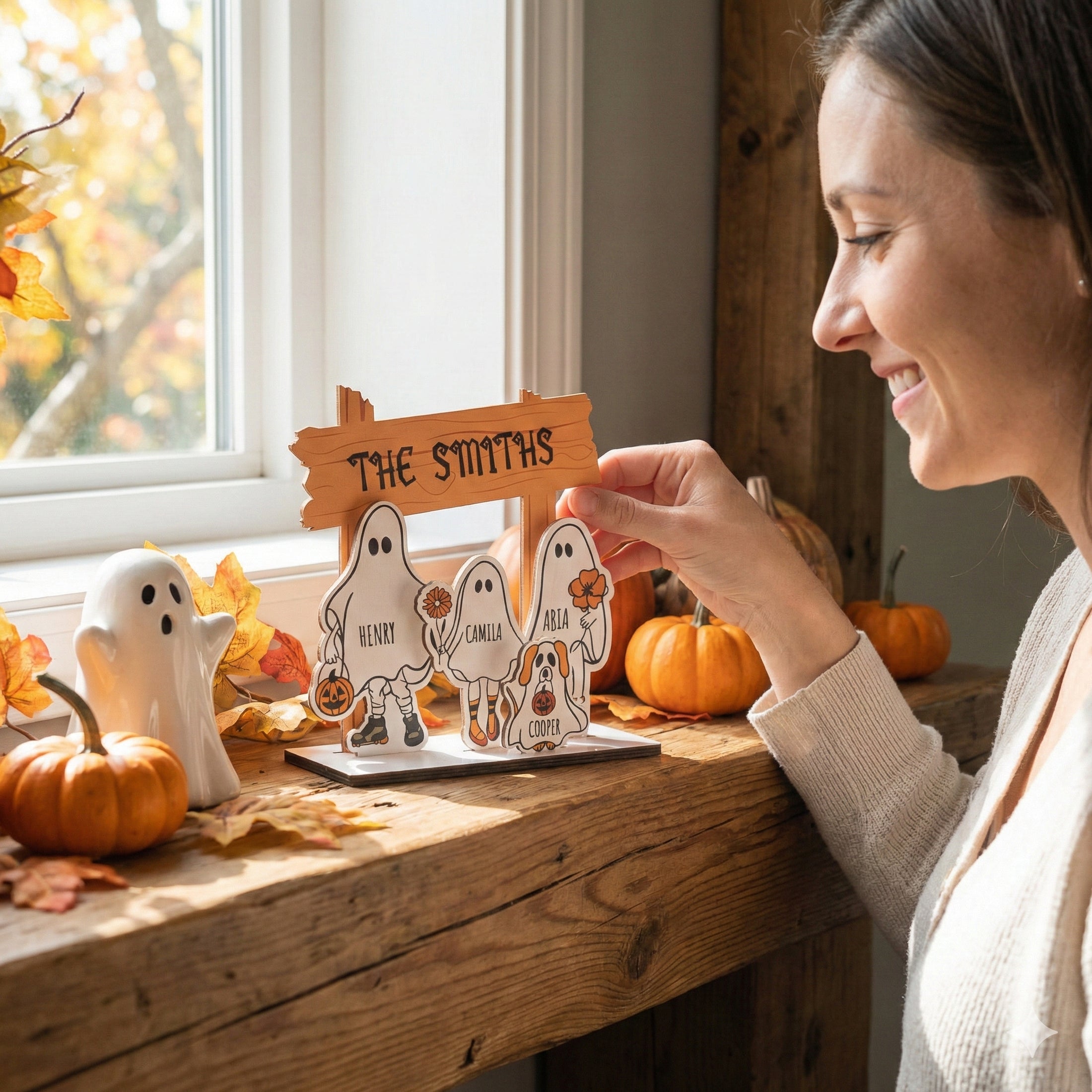 Halloween Boo Crew Wooden Sign for Family Decor D06