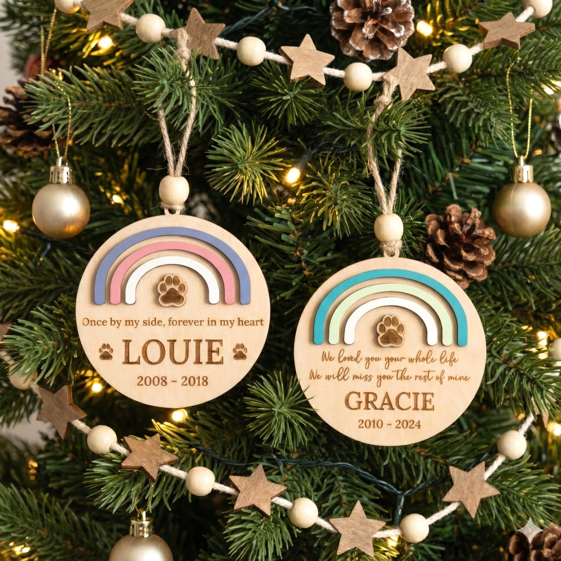 Personalized Pet Memorial Ornament Wooden for Dog Memorial Ornament and Custom Pet Memorial N93