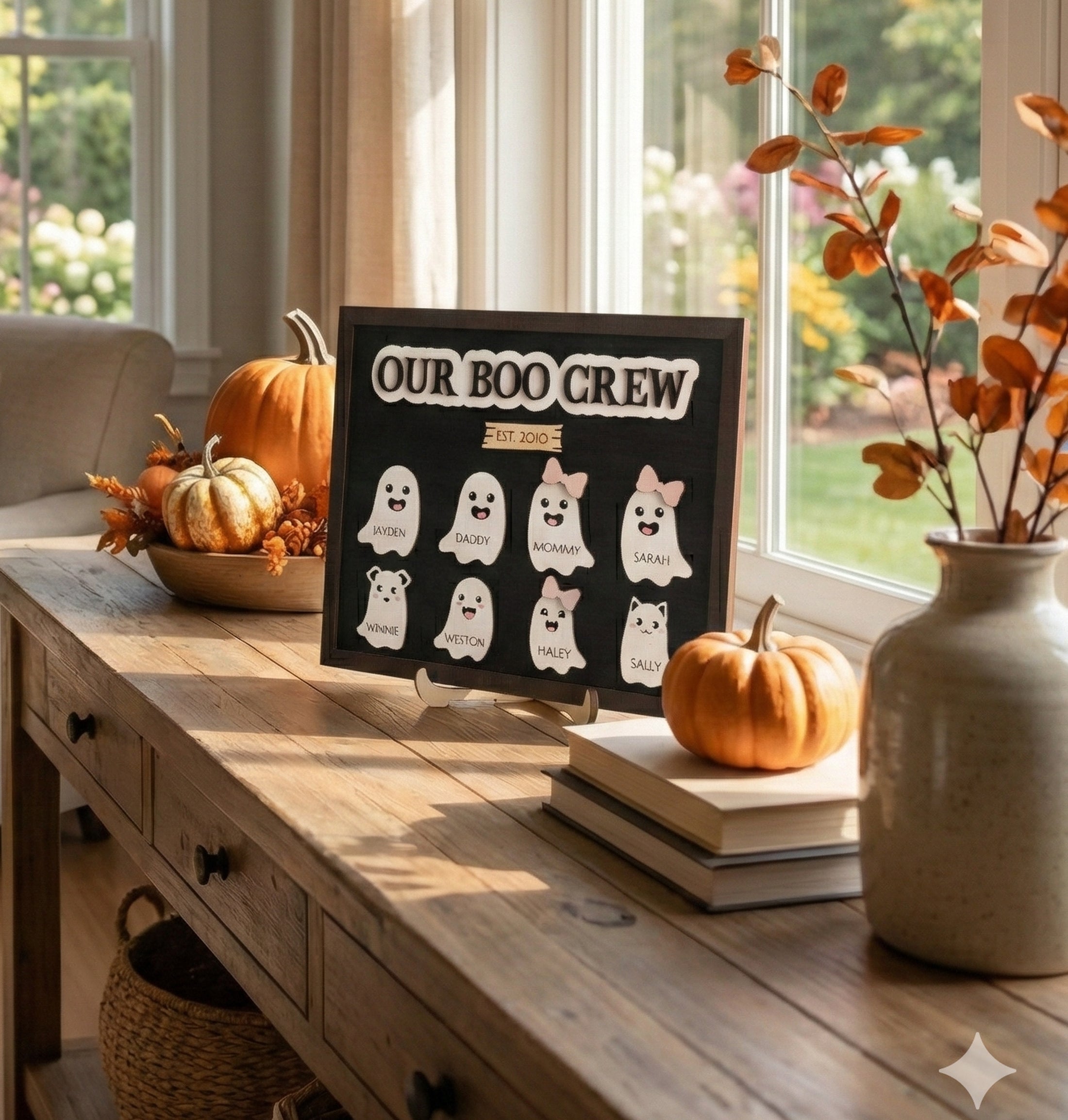 Personalized Halloween Ghost Family Sign for Halloween Decorations Indoor and Ghost Family Sign D09