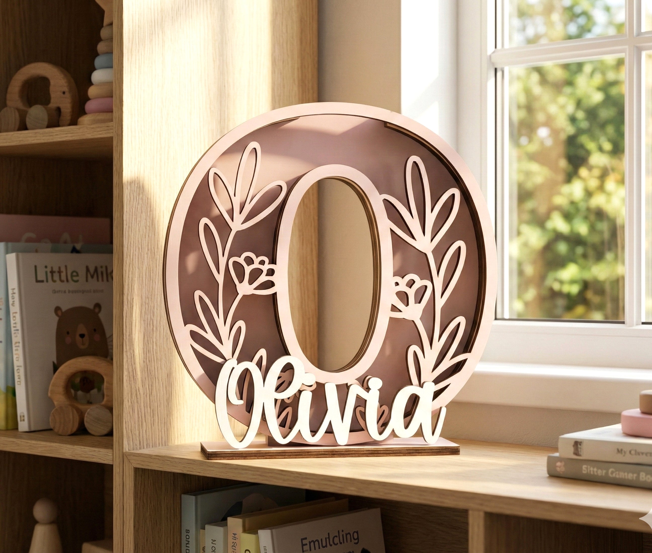 Personalized Letter Piggy Bank with Floral Design E22