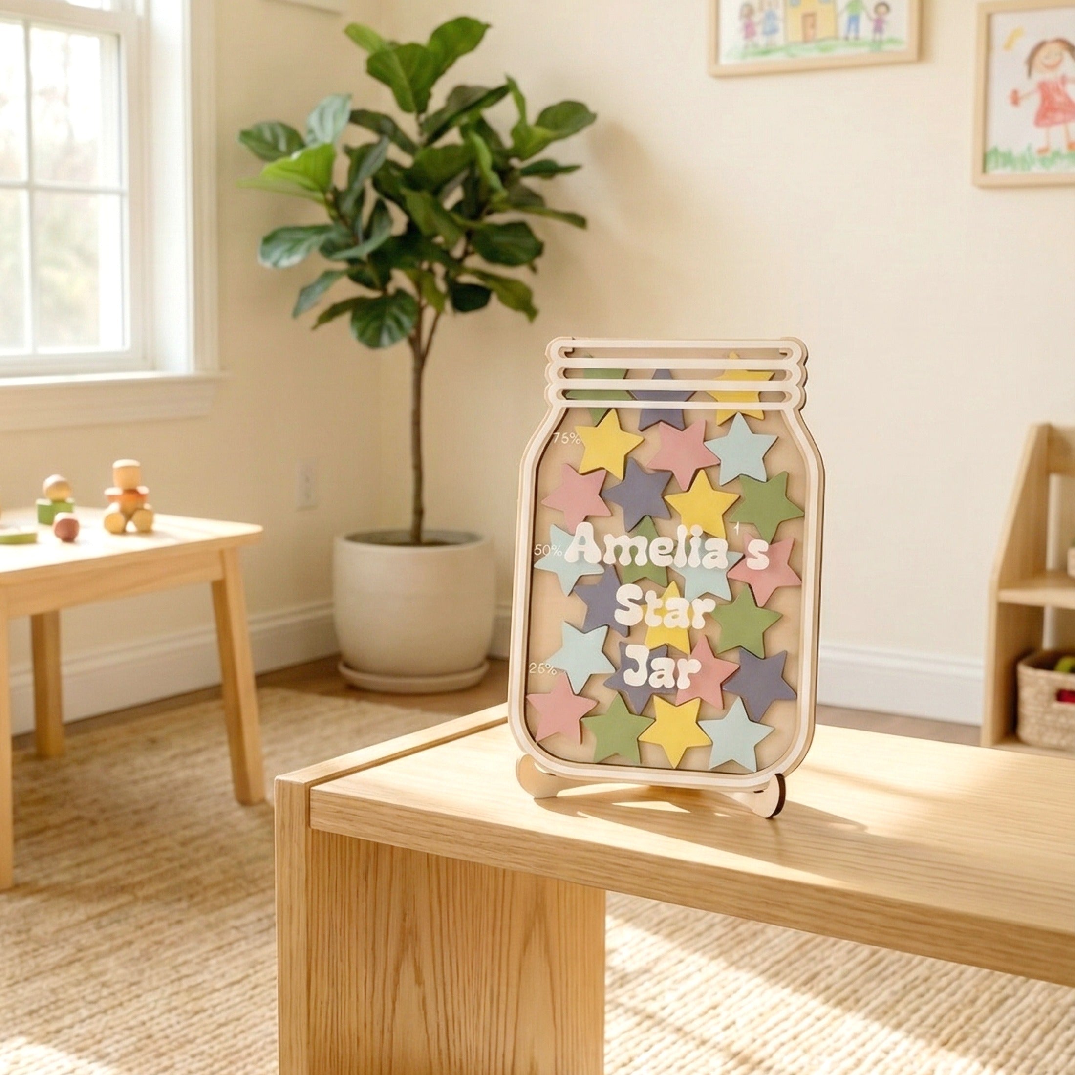 Wooden Reward Jar for Kids Positive Behavior Reward System E56