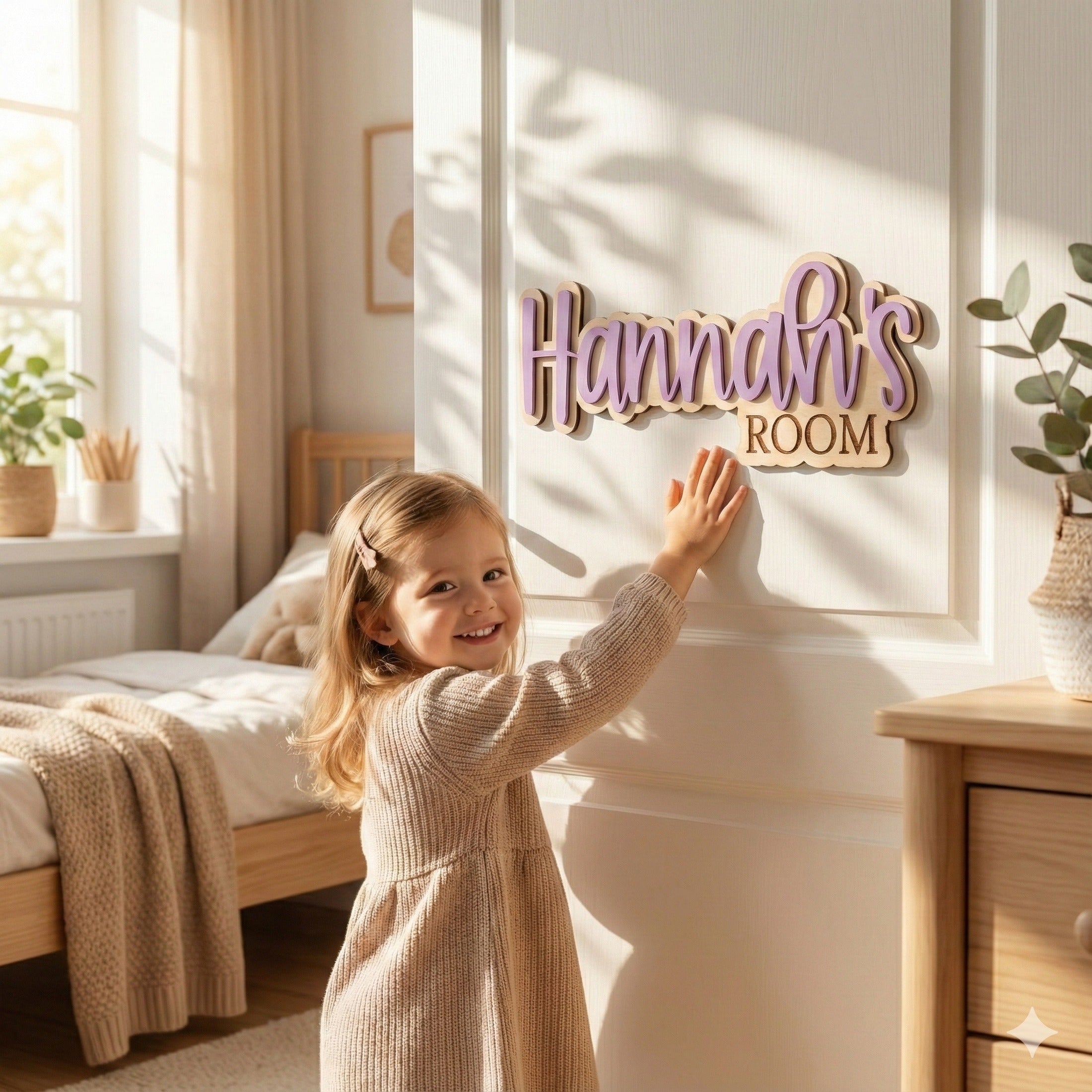 Personalized Kids Room Name Sign Wood for Door and Nursery Y66