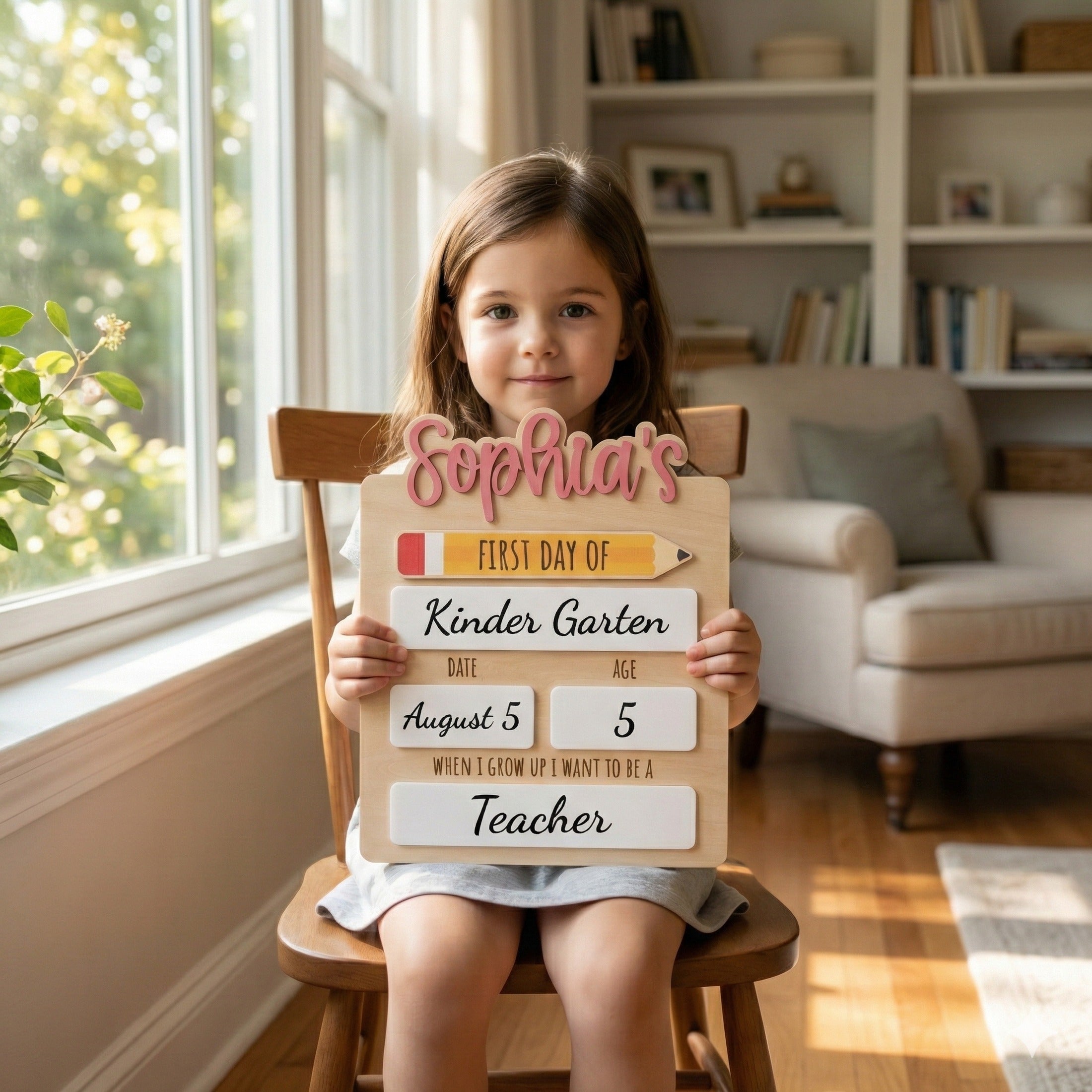 Personalized First Day of School Sign Wood for Back to School Y87