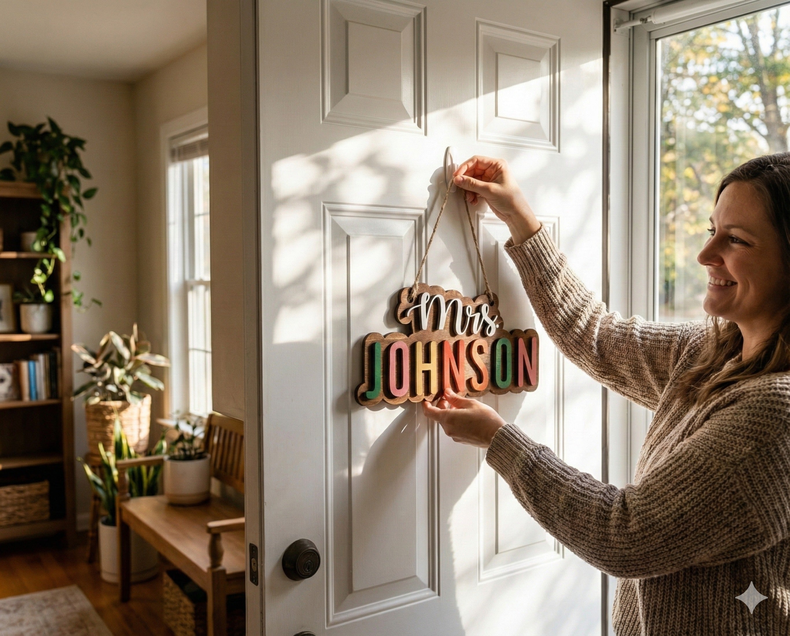 Personalized Wooden Teacher’s Name Hanging Sign for Teacher Gifts J91