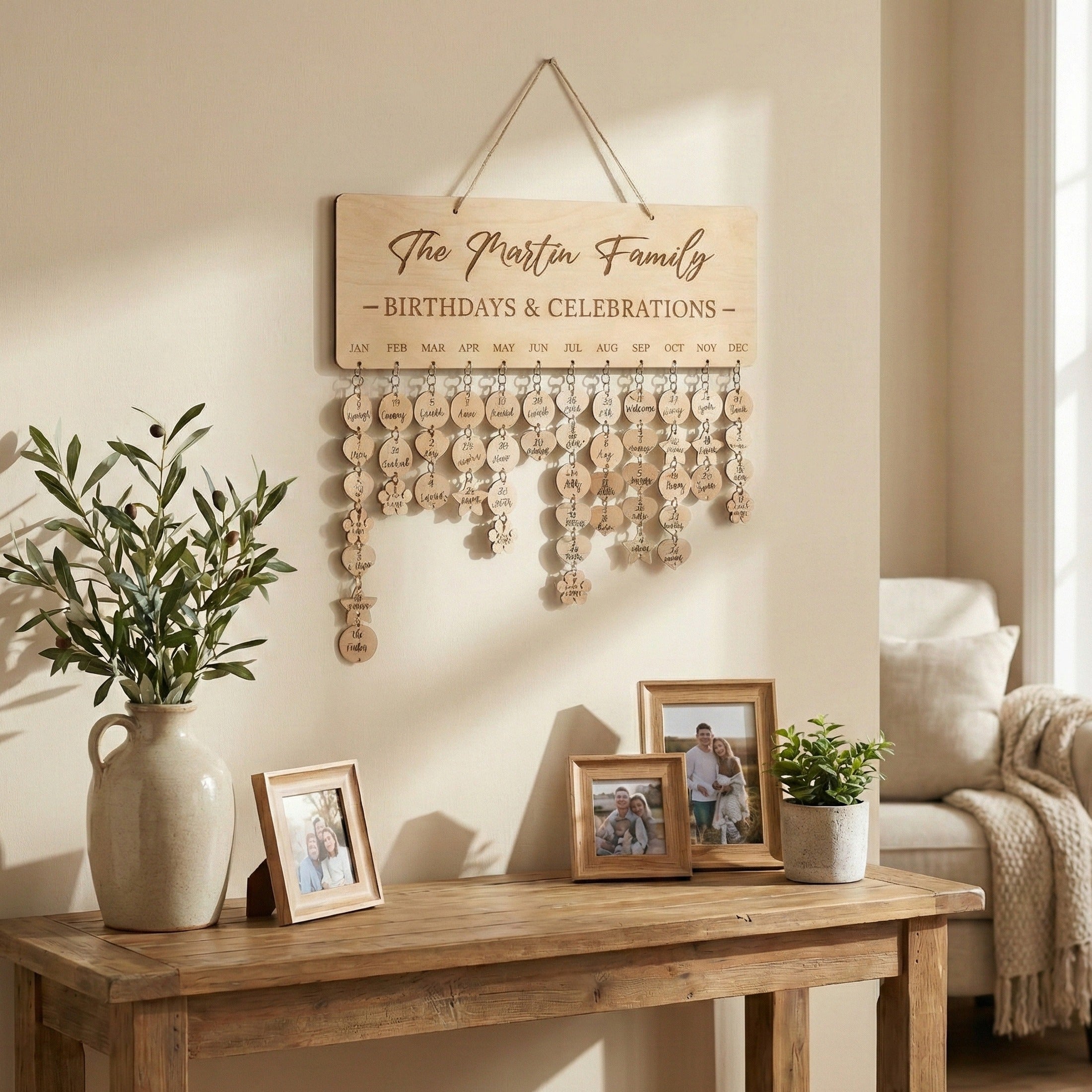 Family Birthday Calendar Sign Wood Personalized Family Sign D62