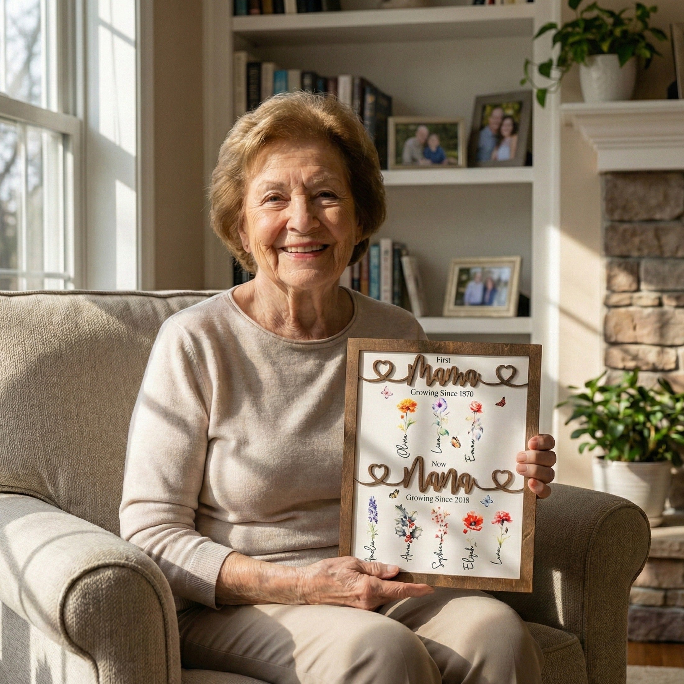 Personalized Wooden Family Flower Garden Sign Rustic Mom Gift J65