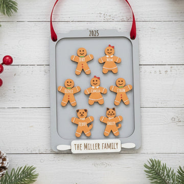 Personalized Wooden Gingerbread Family Wall Decor for Tree R77