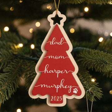 Wooden Family Christmas Tree Ornament Wood for Tree Decor D31