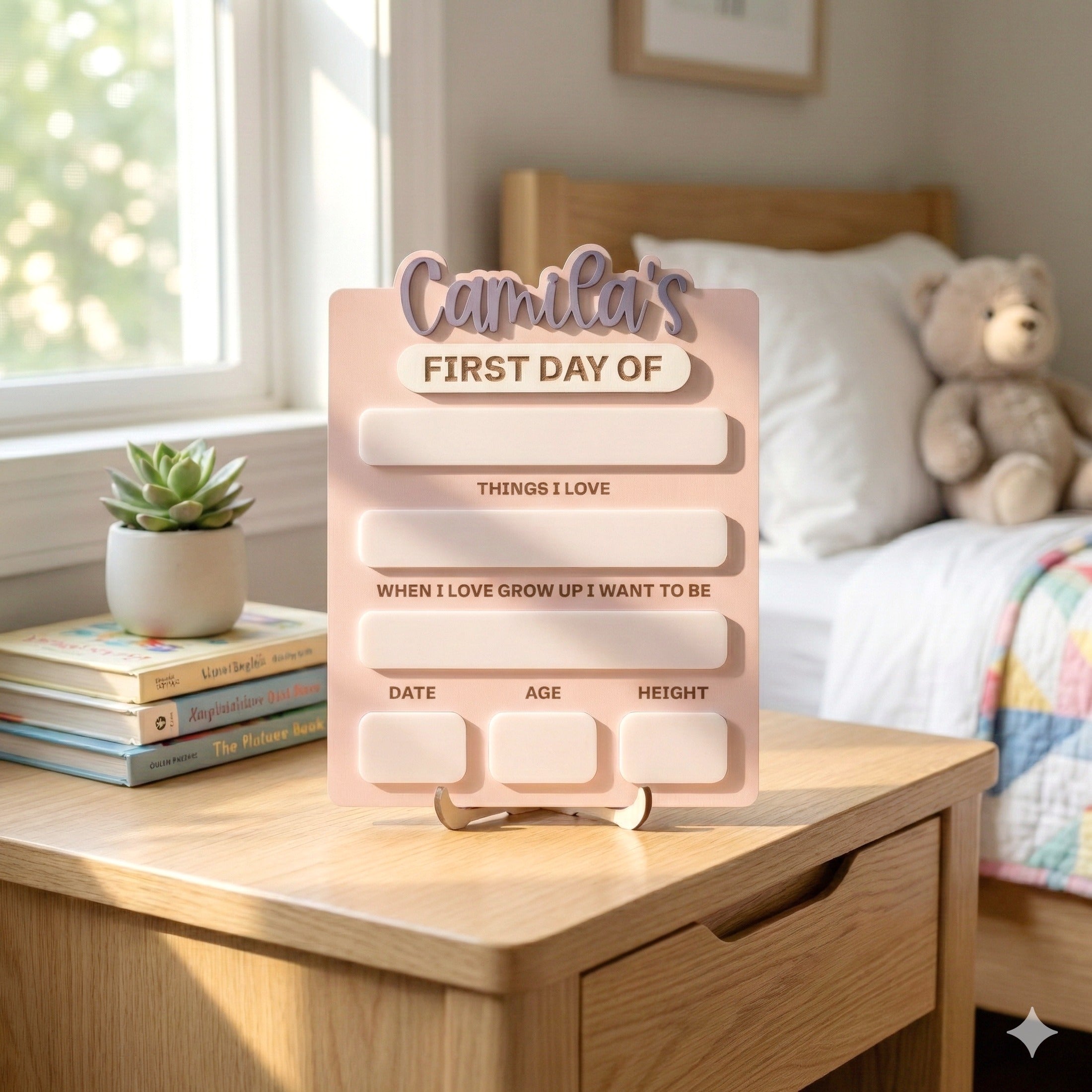 Personalized First Day of School Sign Wood for Back to School Y88