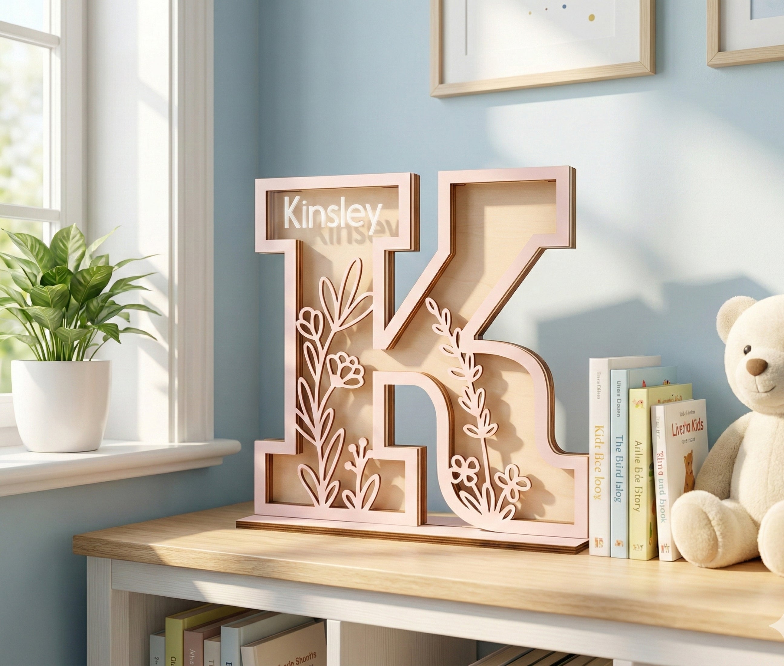 Personalized Letter Piggy Bank Wood Acrylic for Kids Wooden Coin Bank E21