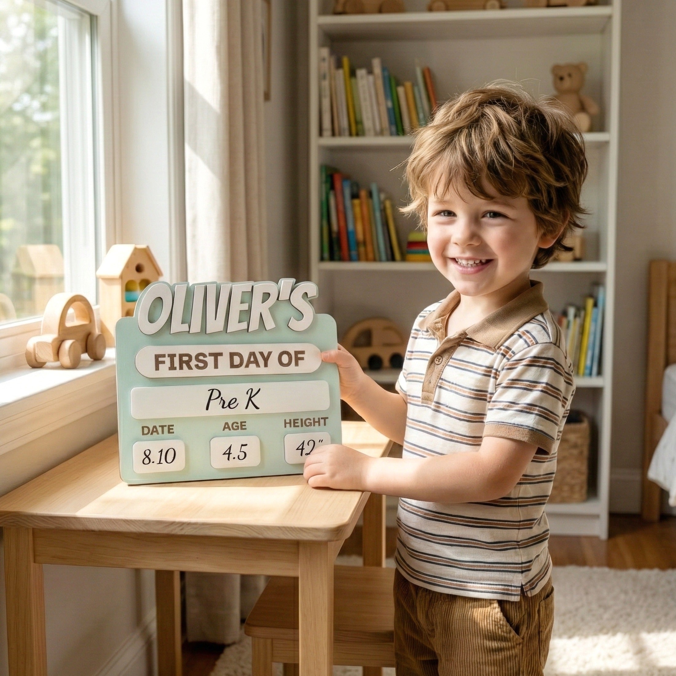 Personalized First Day of School Sign Wood for Back to School Y88