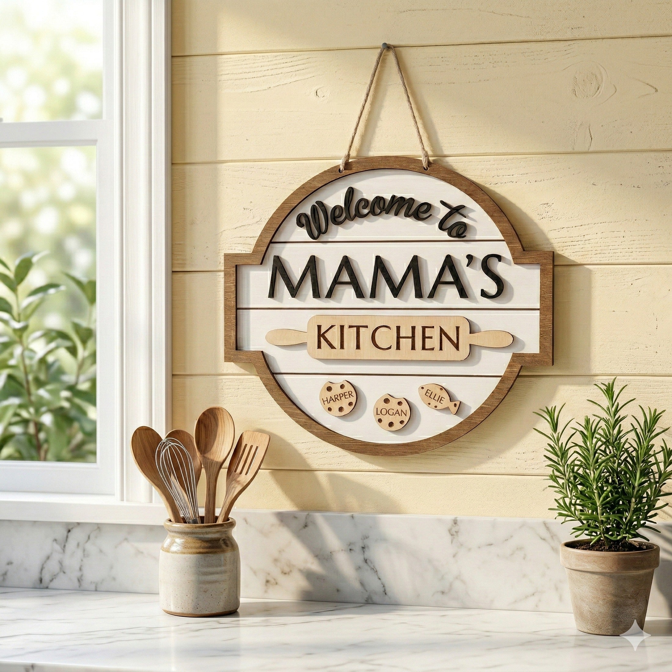 Personalized Mama Kitchen Wood Sign wood kitchen wall decor for mom D63