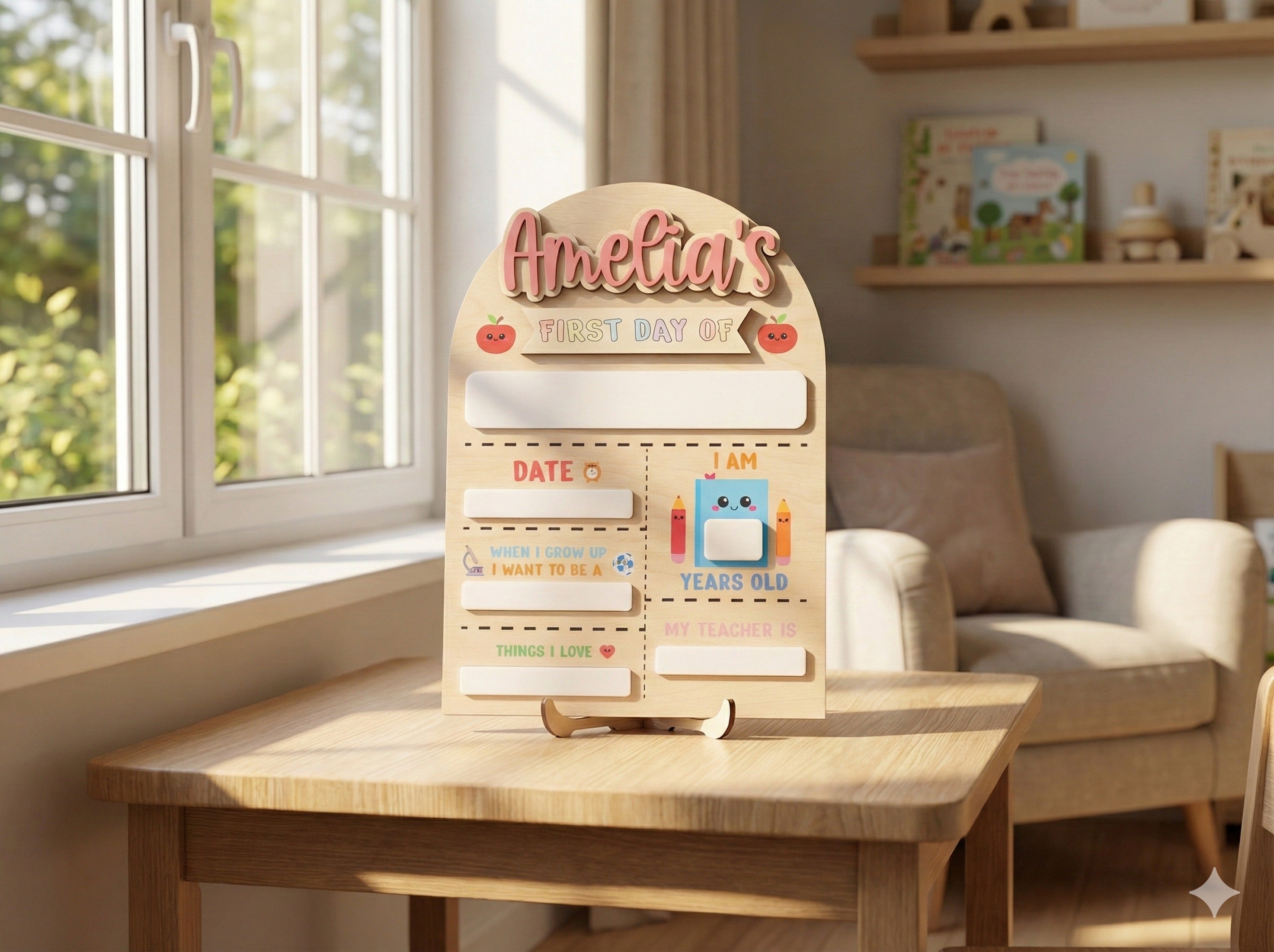 Personalized First Day of School Sign Wood for School Milestone Photos Y89