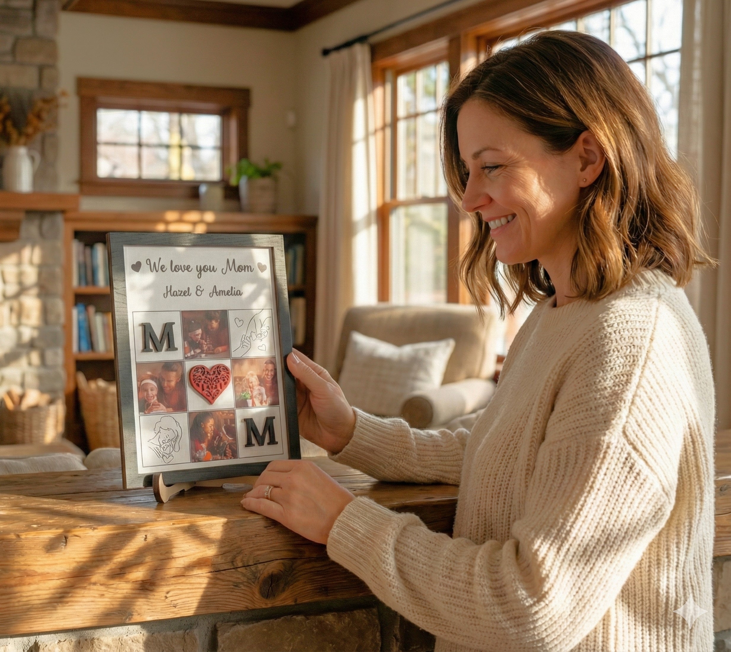 Personalized Wooden Photo Collage for Mom Family Photo Gift and Keepsake Y49