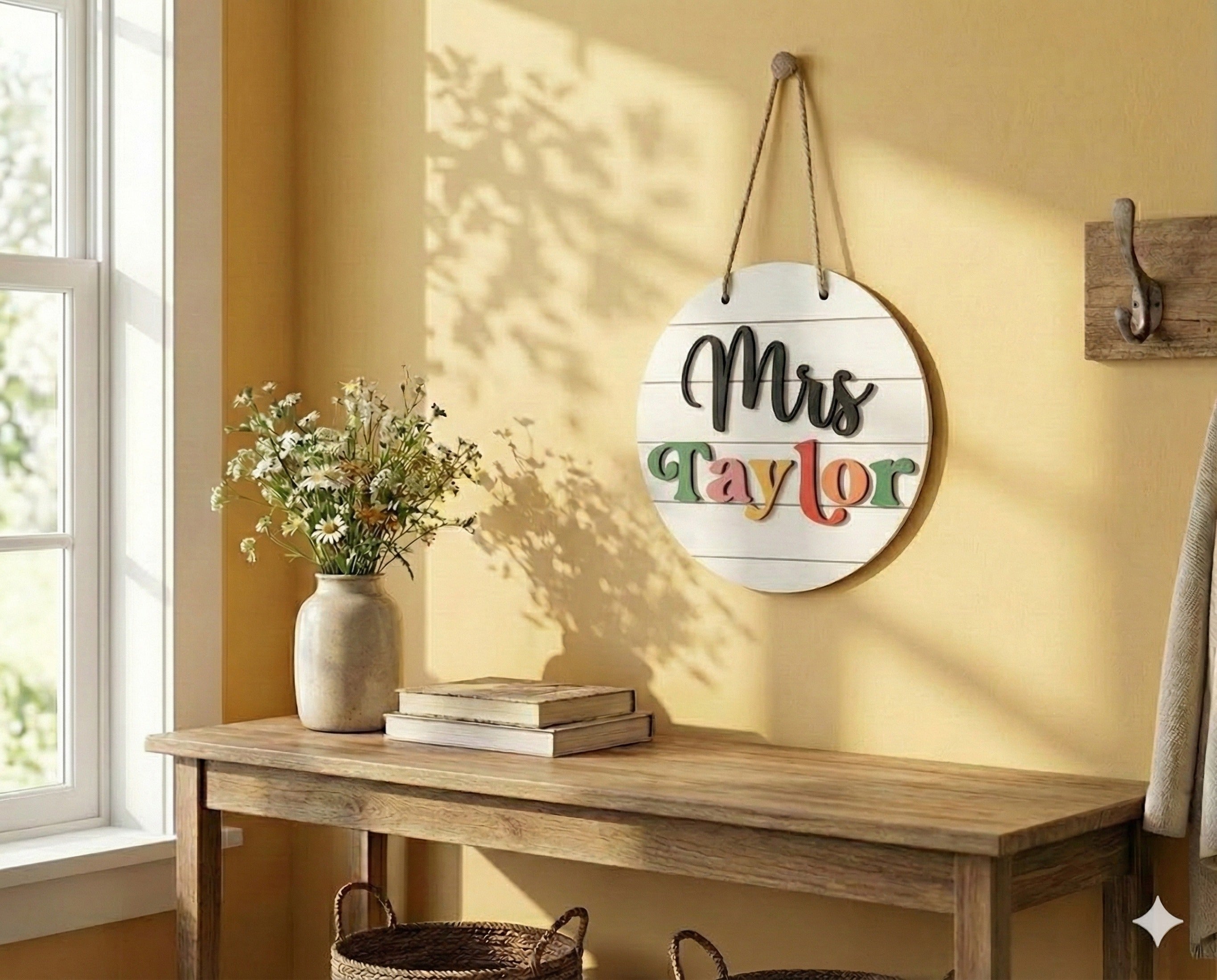 Personalized Wooden Teacher’s Name Hanging Sign for Teacher Gifts J92