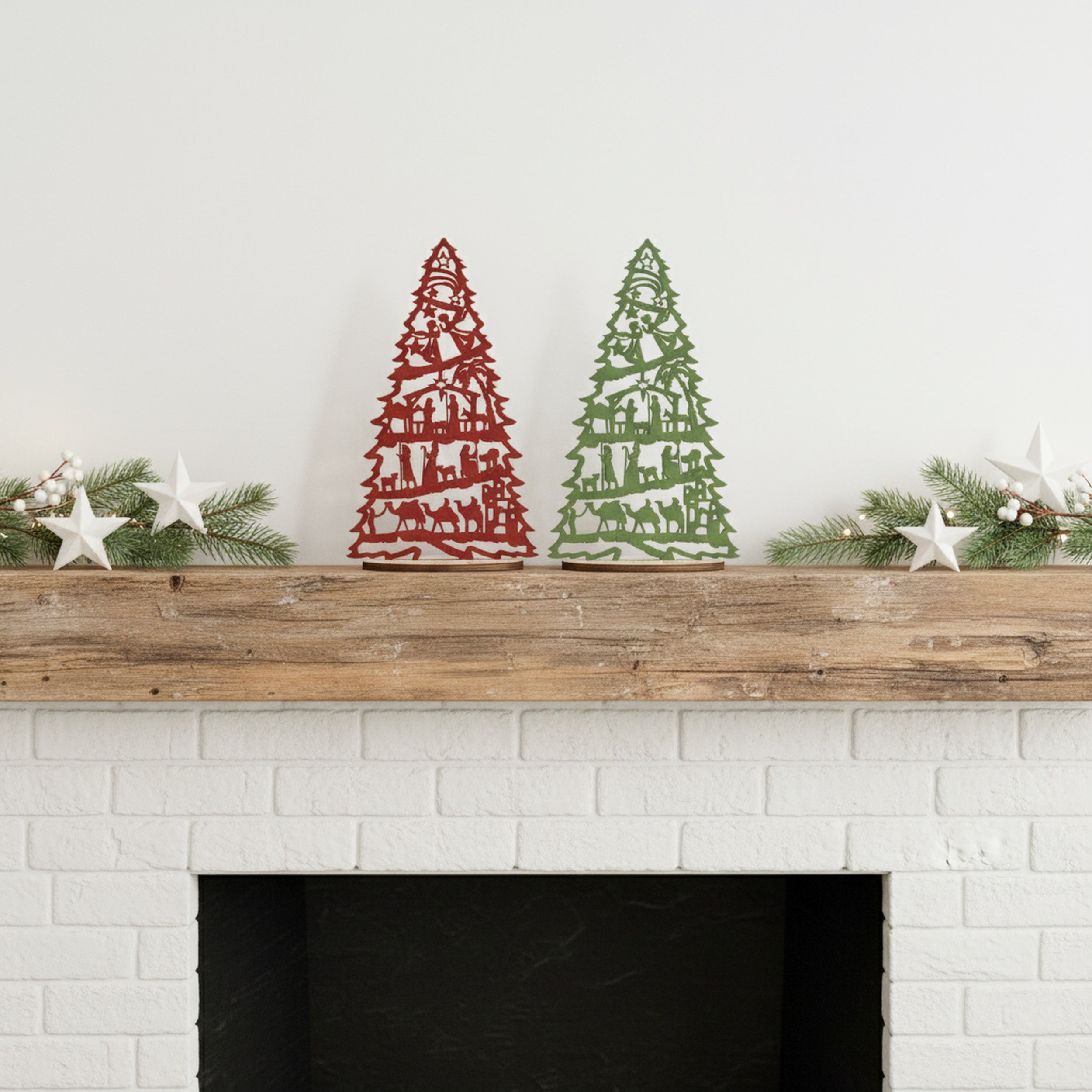 Wooden Nativity Tree Decor for Christmas Tabletop Decor R53