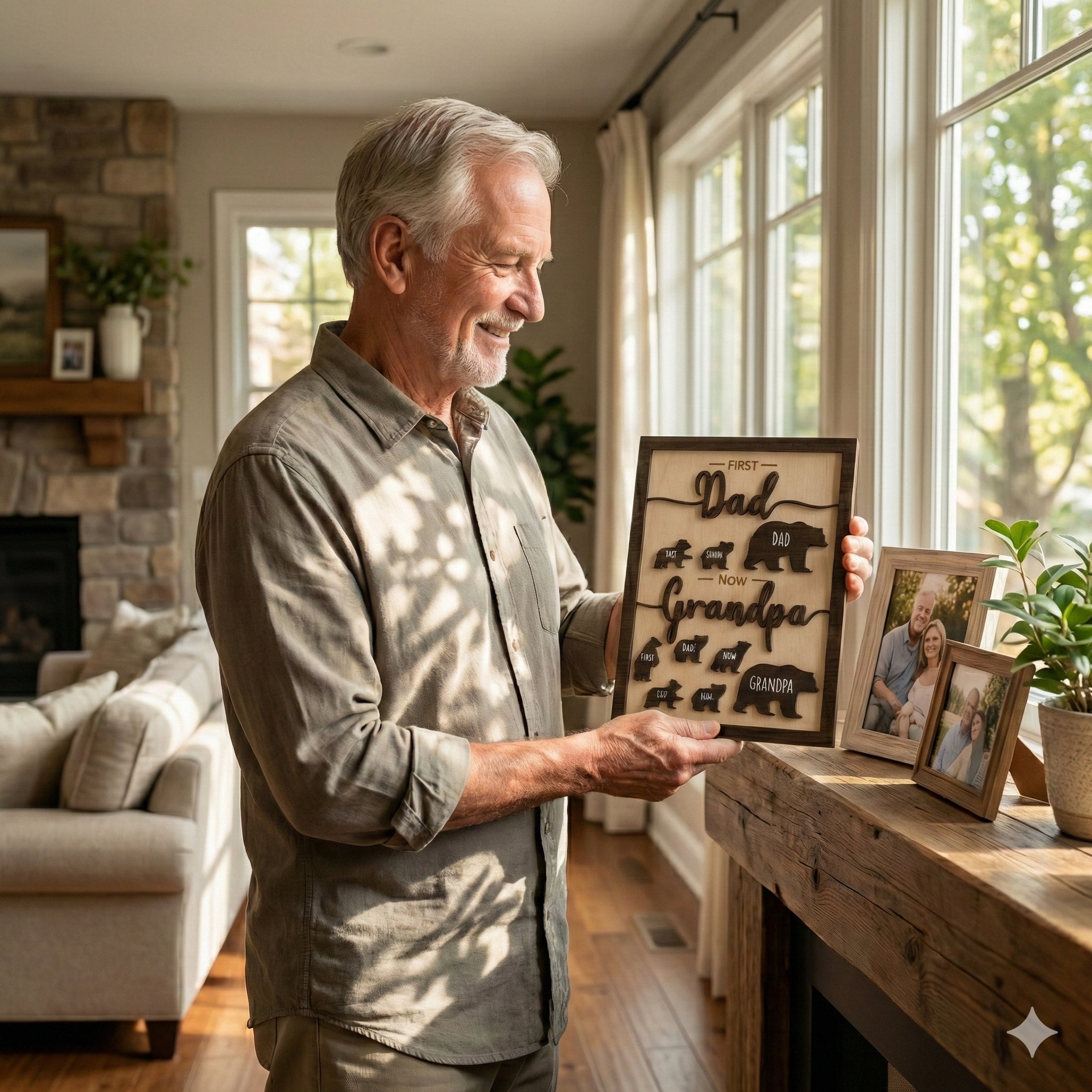First Dad Now Grandpa Wooden Sign for Grandpa Gift Y81