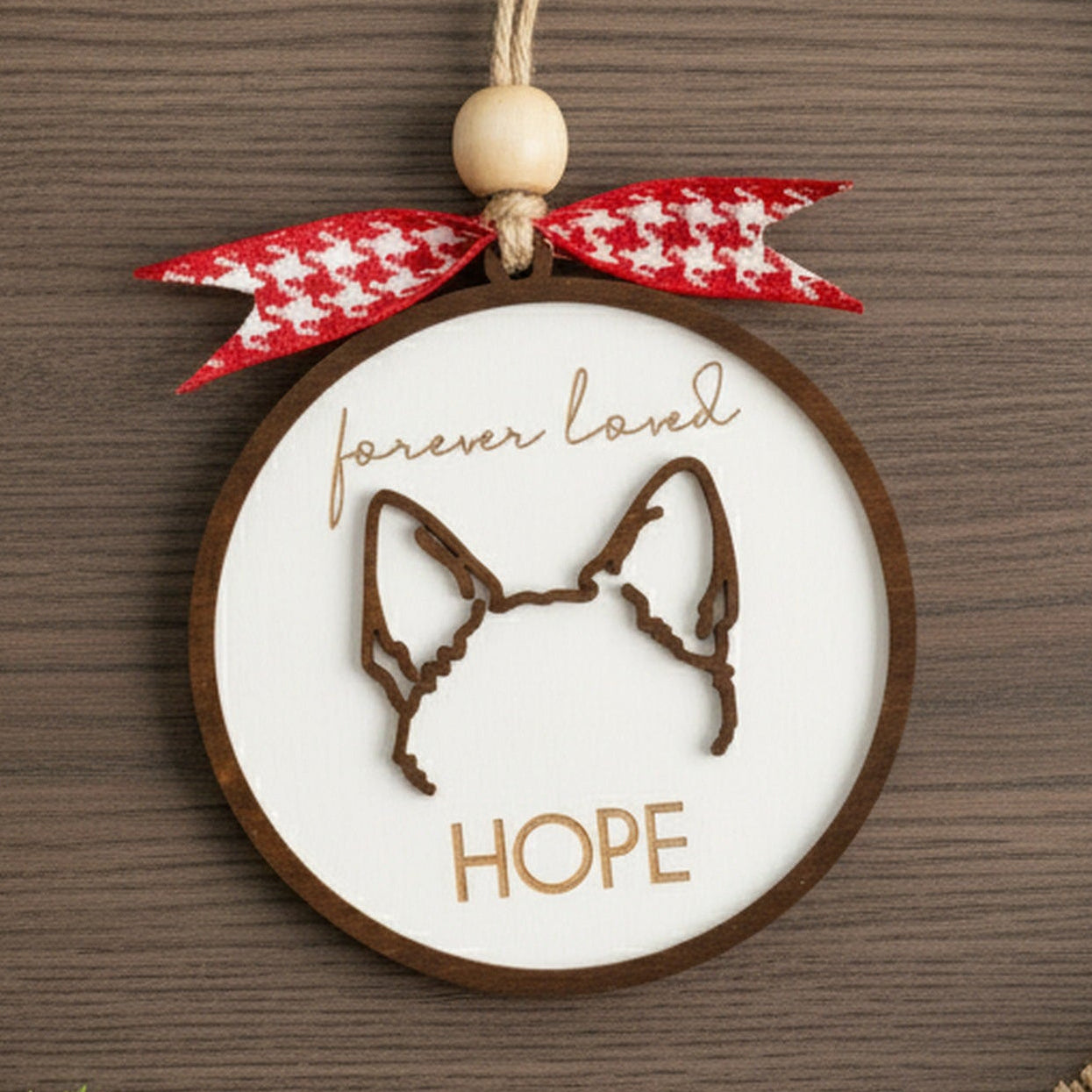 Personalized Dog Ear Ornament Wood Personalized Dog Ornament O76