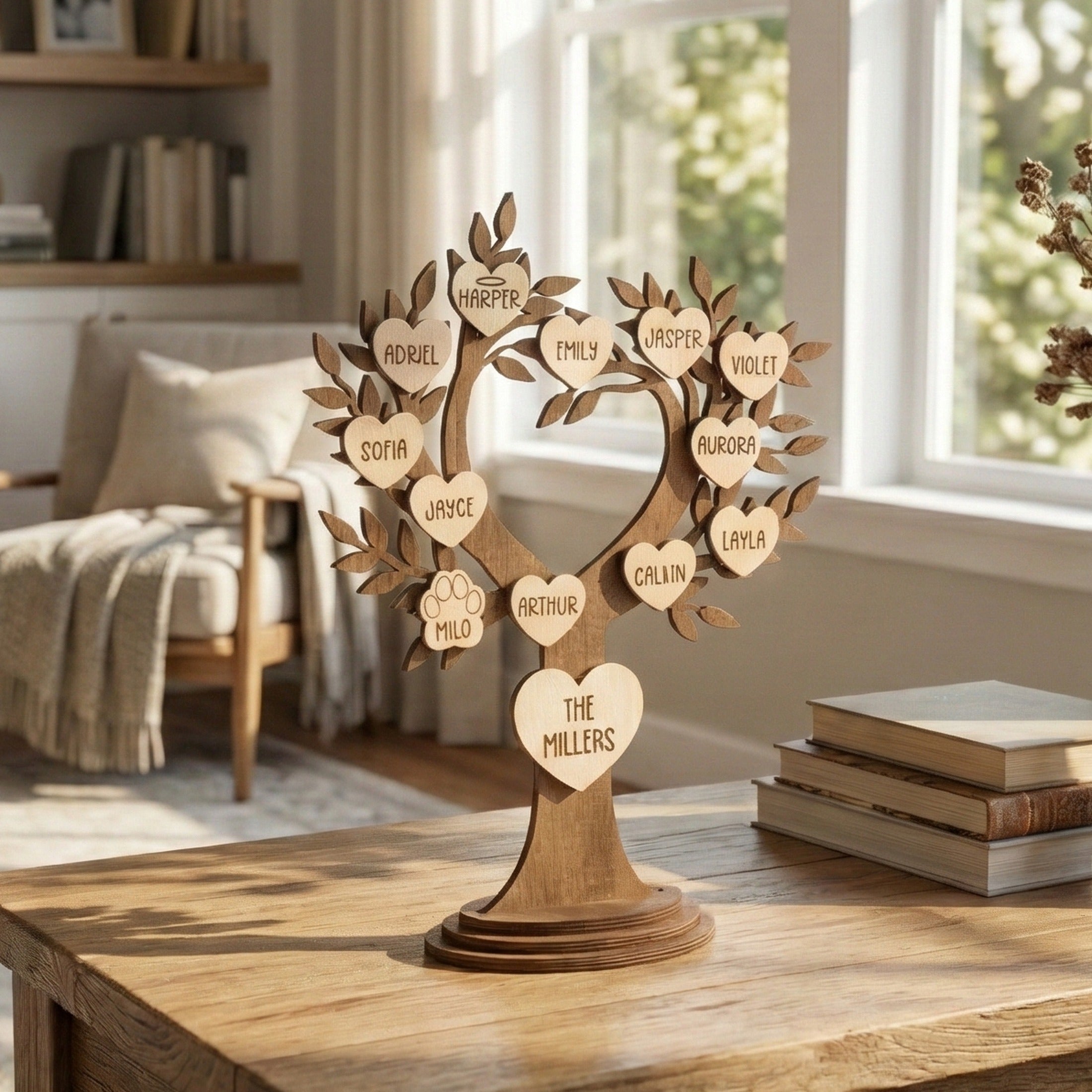 Personalized Wooden Family Tree sentimental family gift for parents Y45