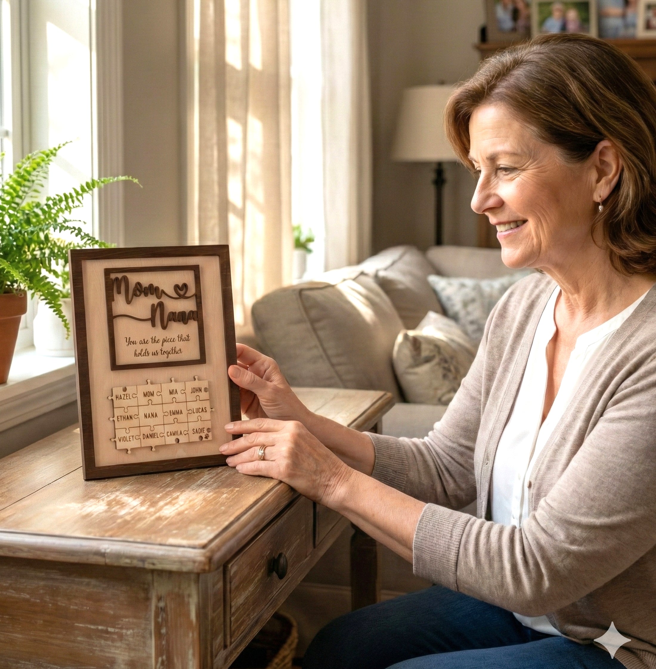 Personalized Wooden Puzzle Frame for Mom Mothers Day Gift and Table Decor Y35
