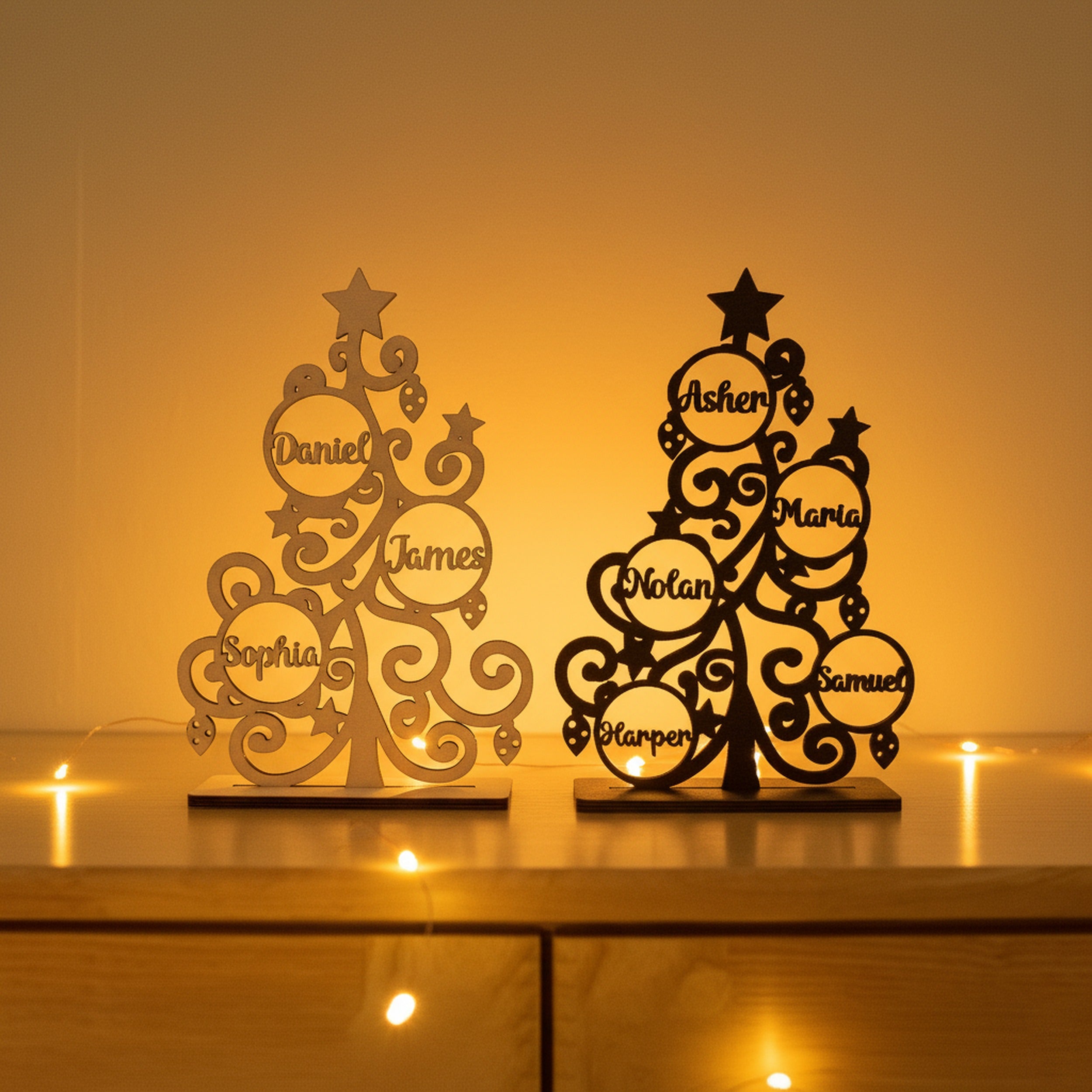 Personalized Wooden Christmas Tree Decor for Christmas Table Decor D43