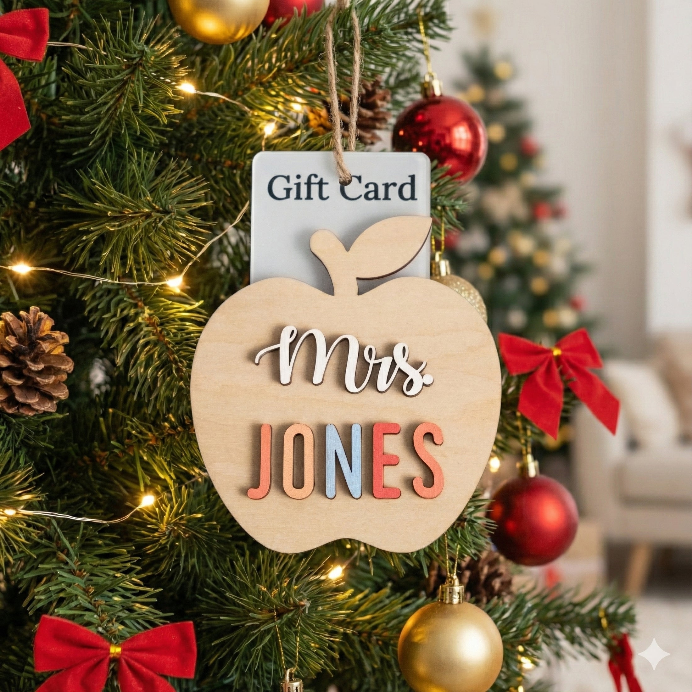 Teacher Gift Card Holder Ornament Wood for Teacher Gifts Y18