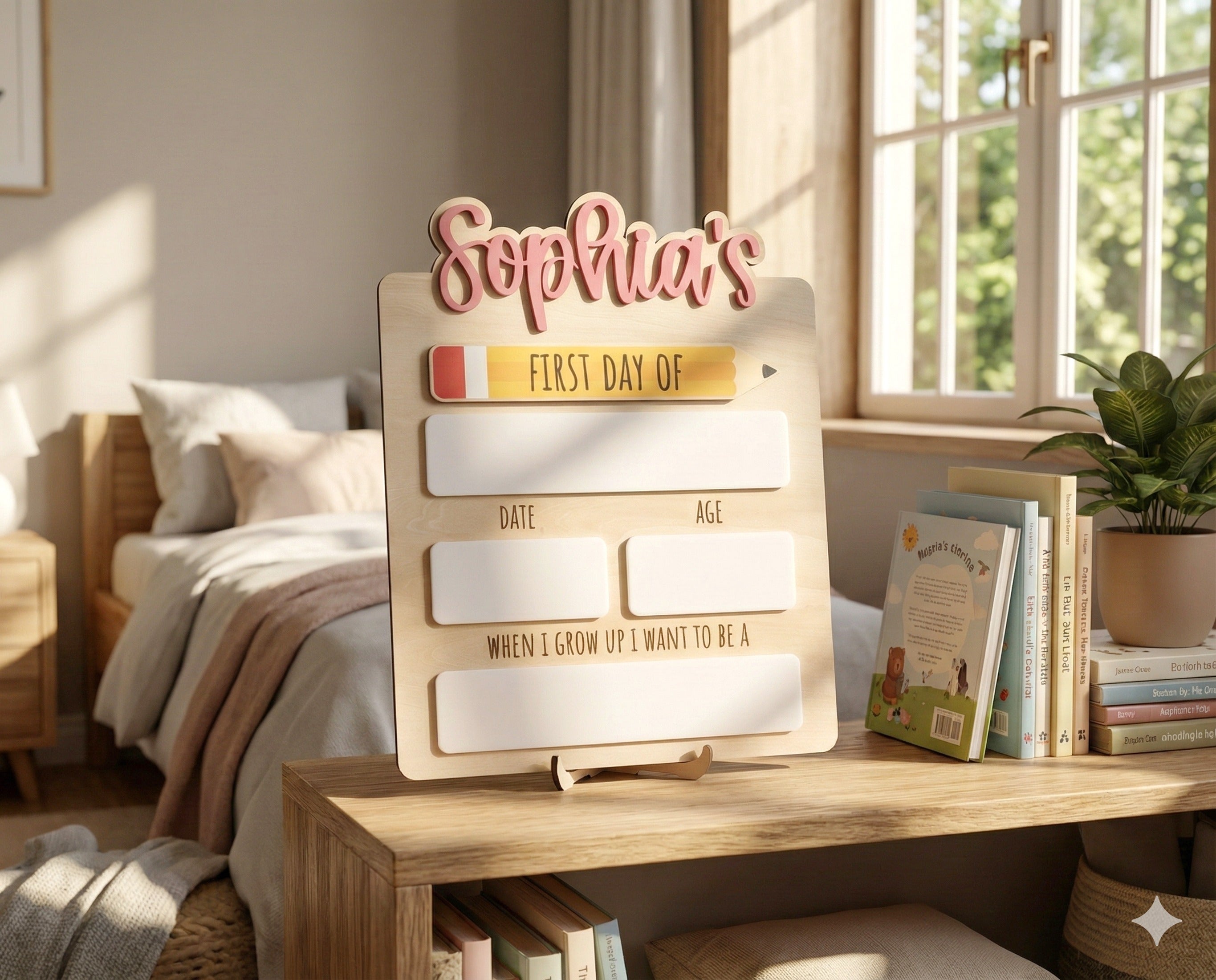 Personalized First Day of School Sign Wood for Back to School Y87