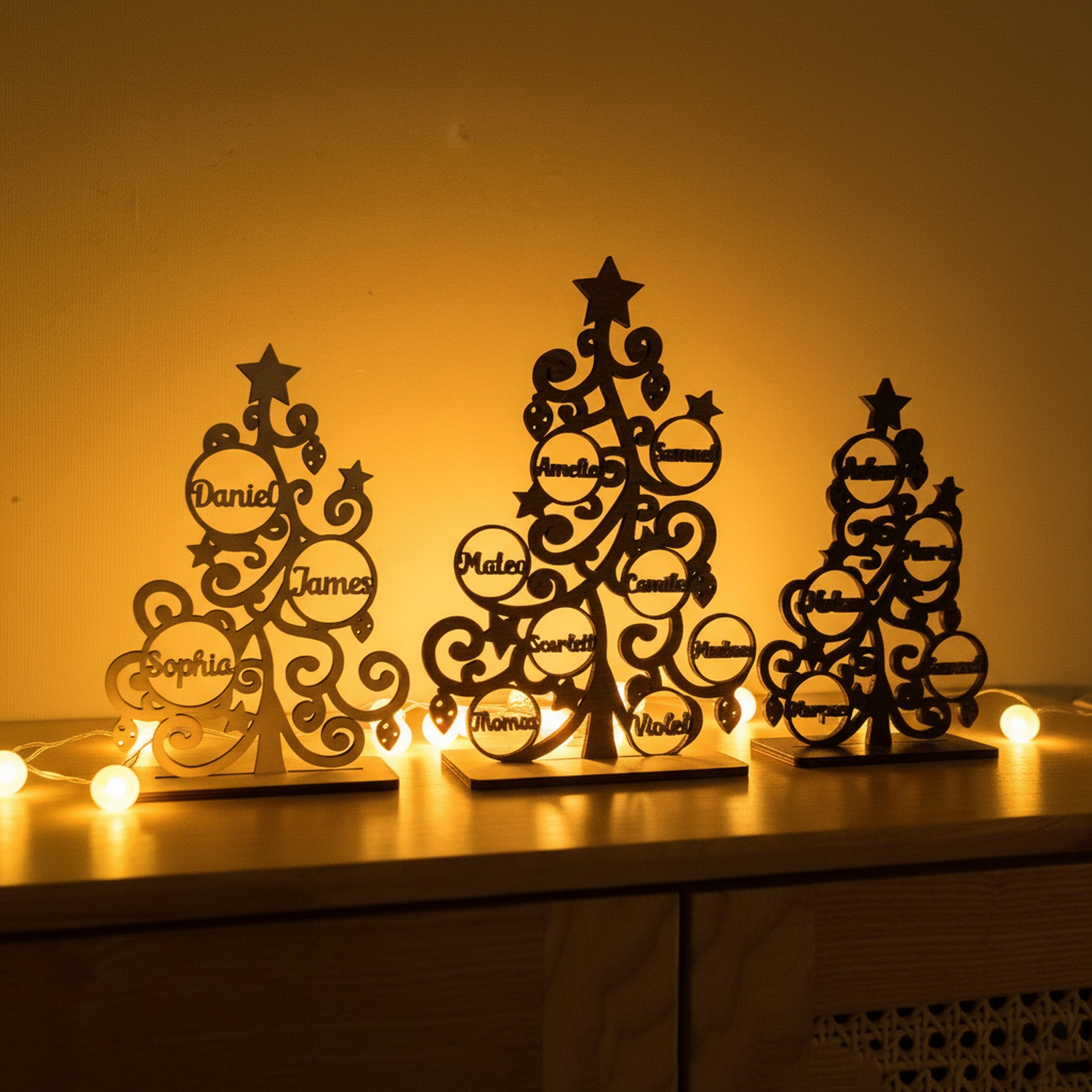 Personalized Wooden Christmas Tree Decor for Family Christmas Decor D43