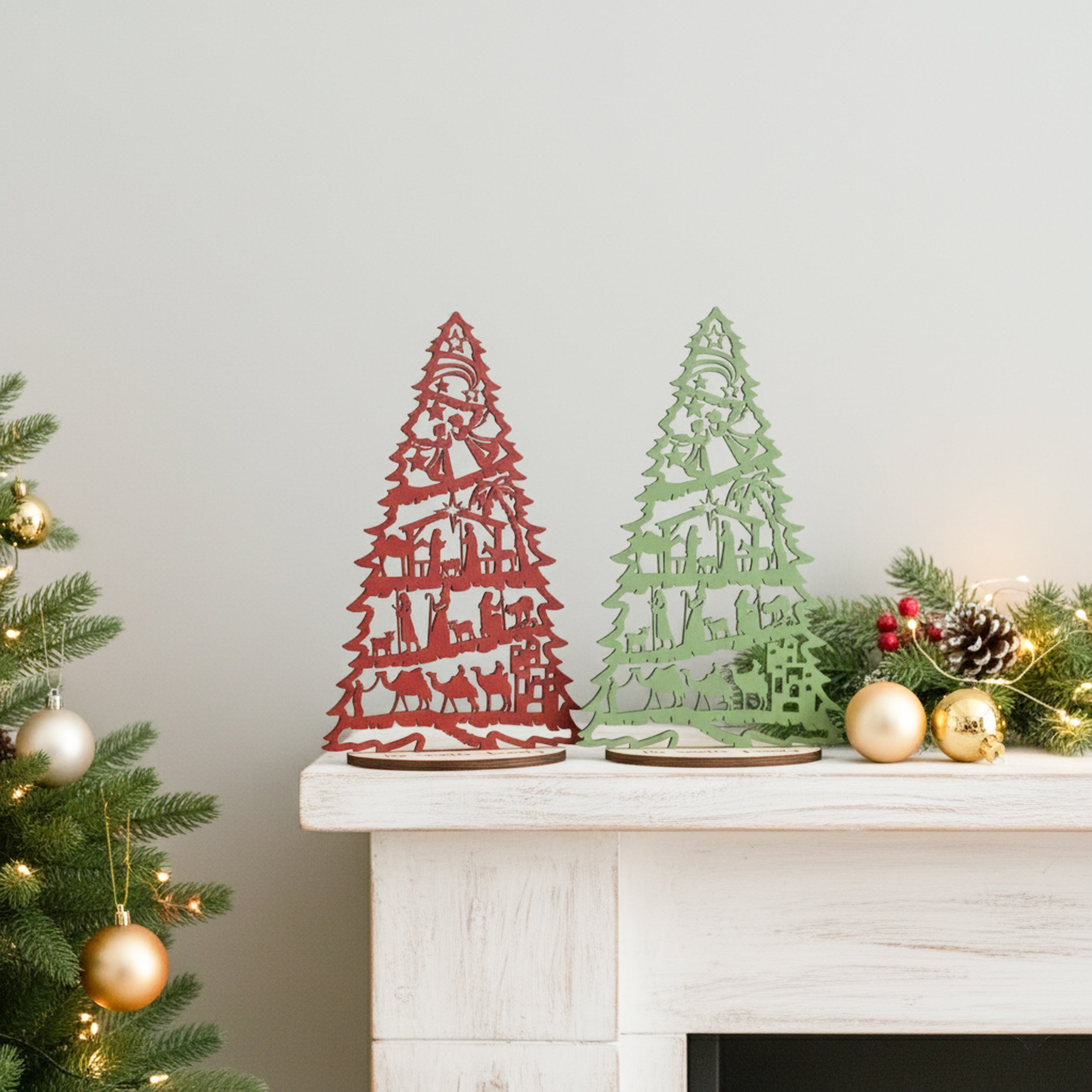 Wooden Nativity Tree Decor for Nativity Christmas Decor and Rustic Style R53