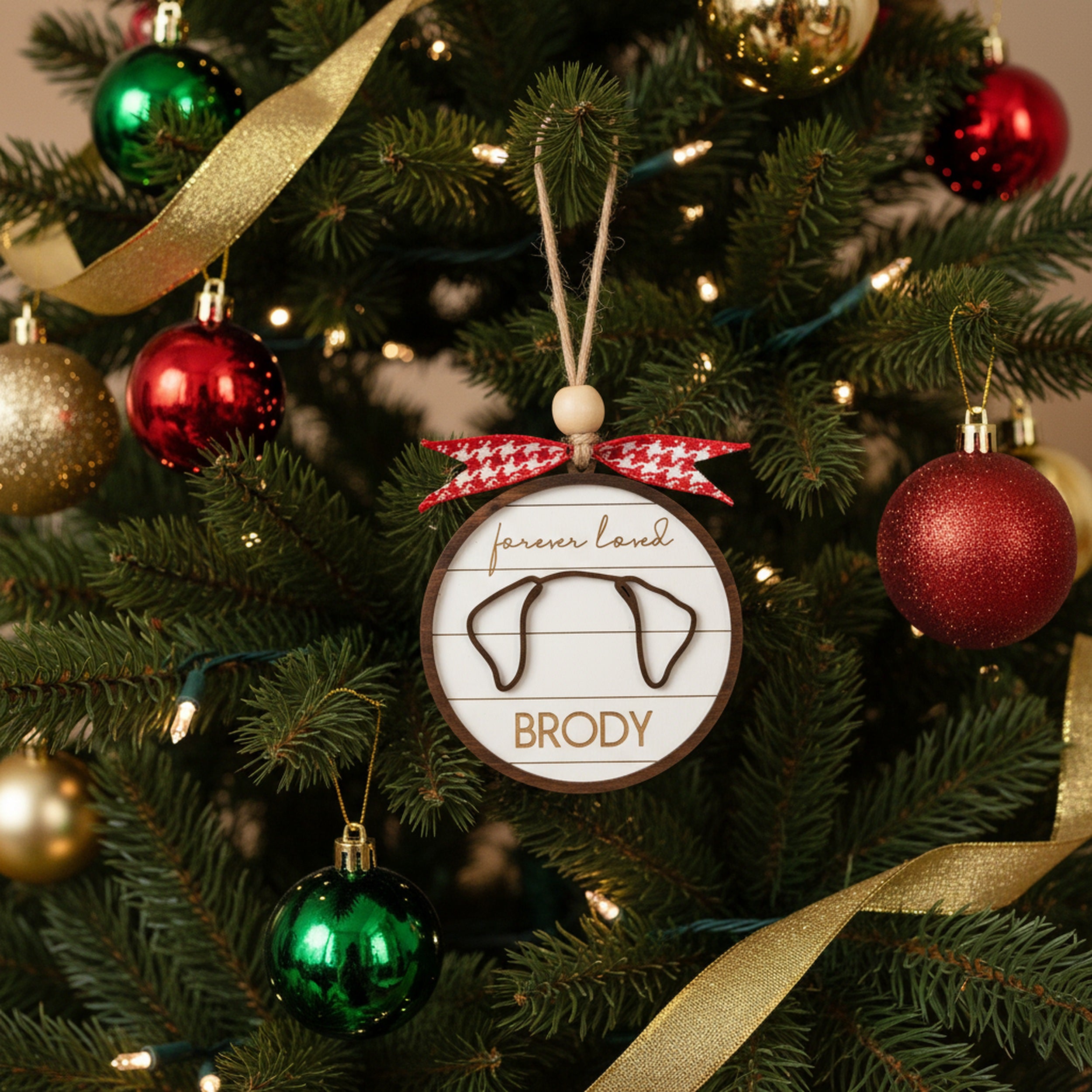 Personalized Dog Ear Ornament Wood Pet Christmas Ornament O76