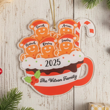 Personalized Gingerbread Family Ornament Acrylic Christmas Ornaments for Custom Family Decor D23