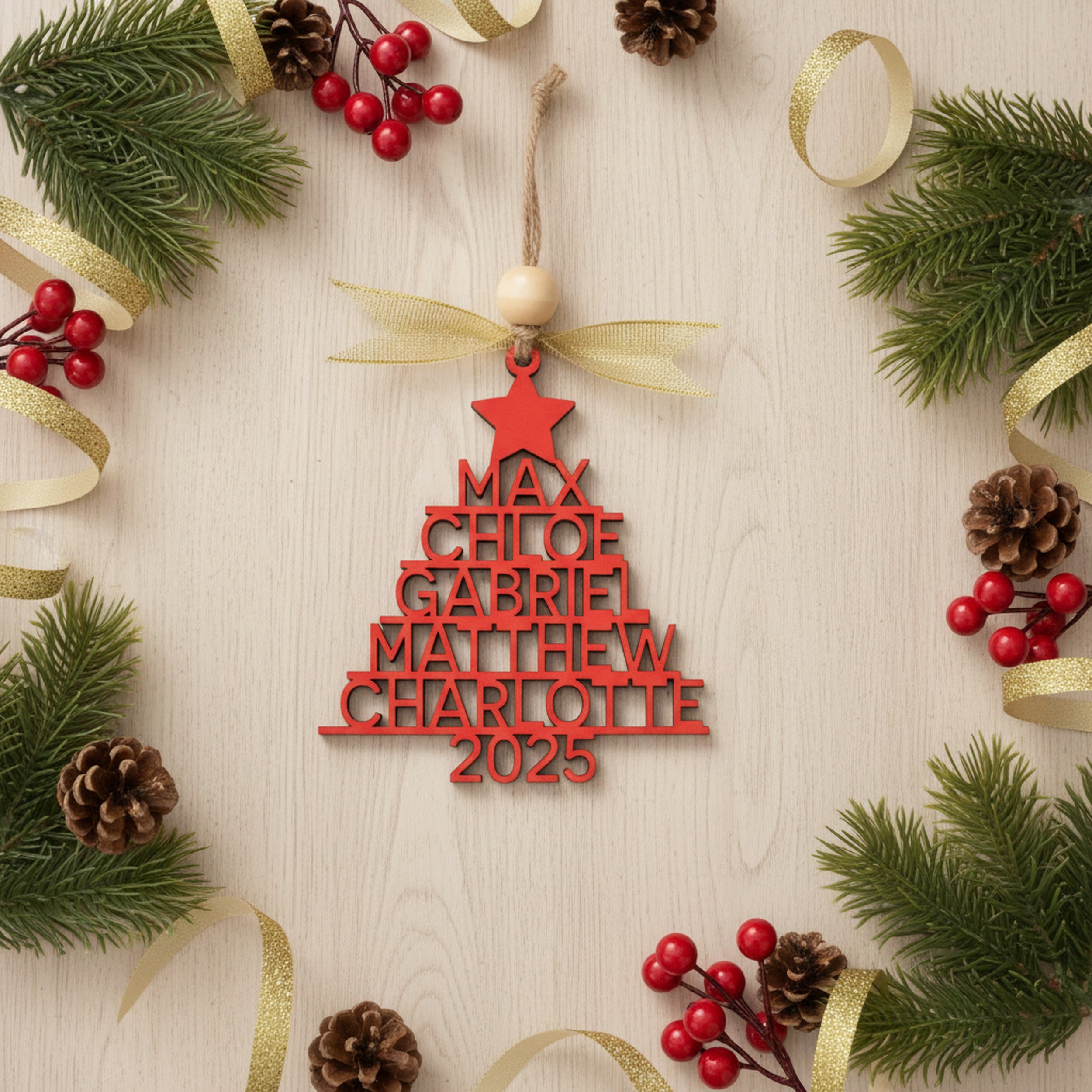 Wooden Christmas Tree Ornament Wood for Family Ornament Christmas Vertical O20