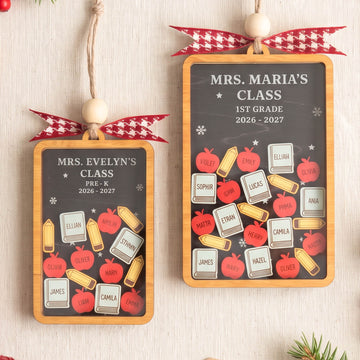 Teacher Shaker Ornament Wood and Teacher Christmas Gift for Tree B40