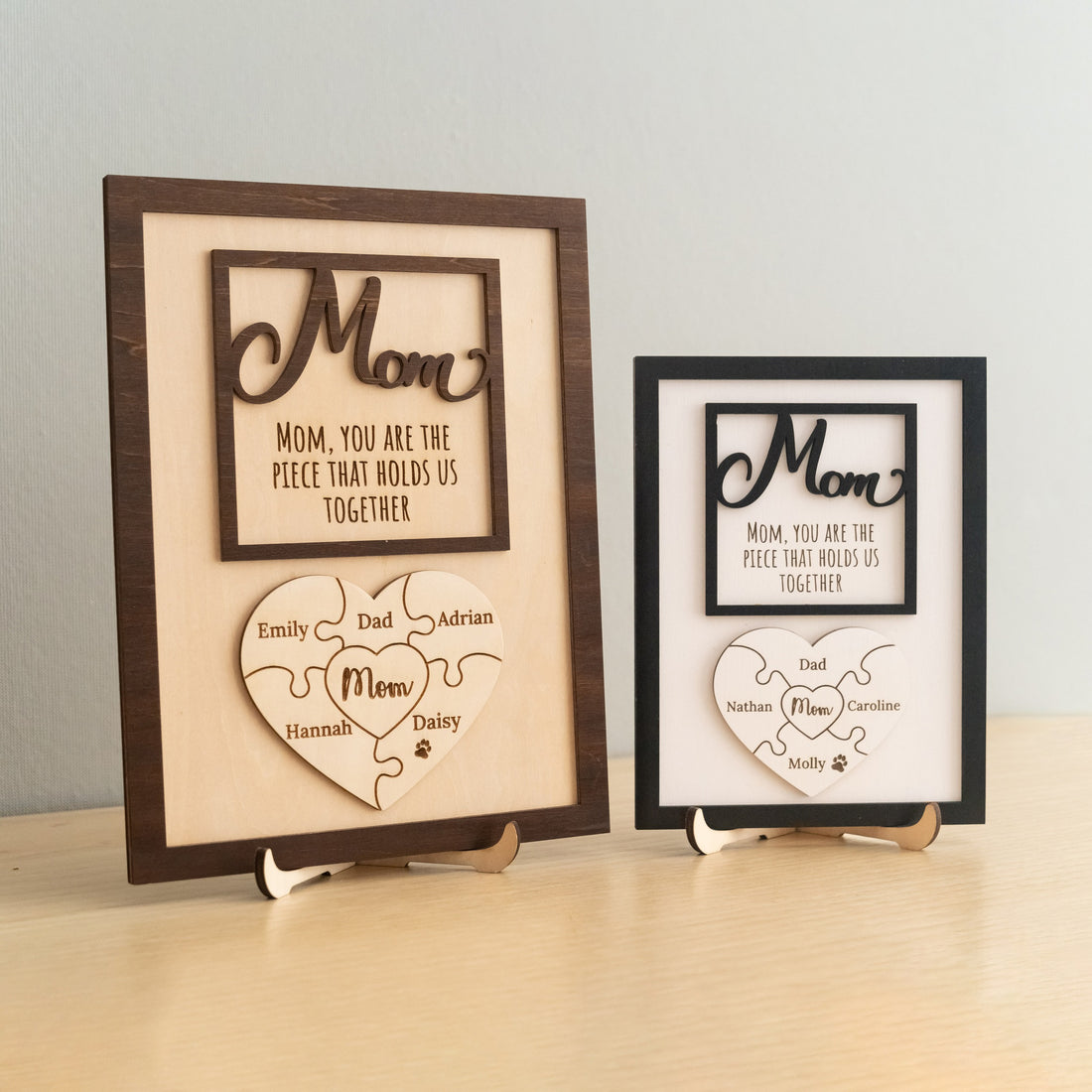 Personalized Wooden Puzzle Frame for Mom Wood Sign E82