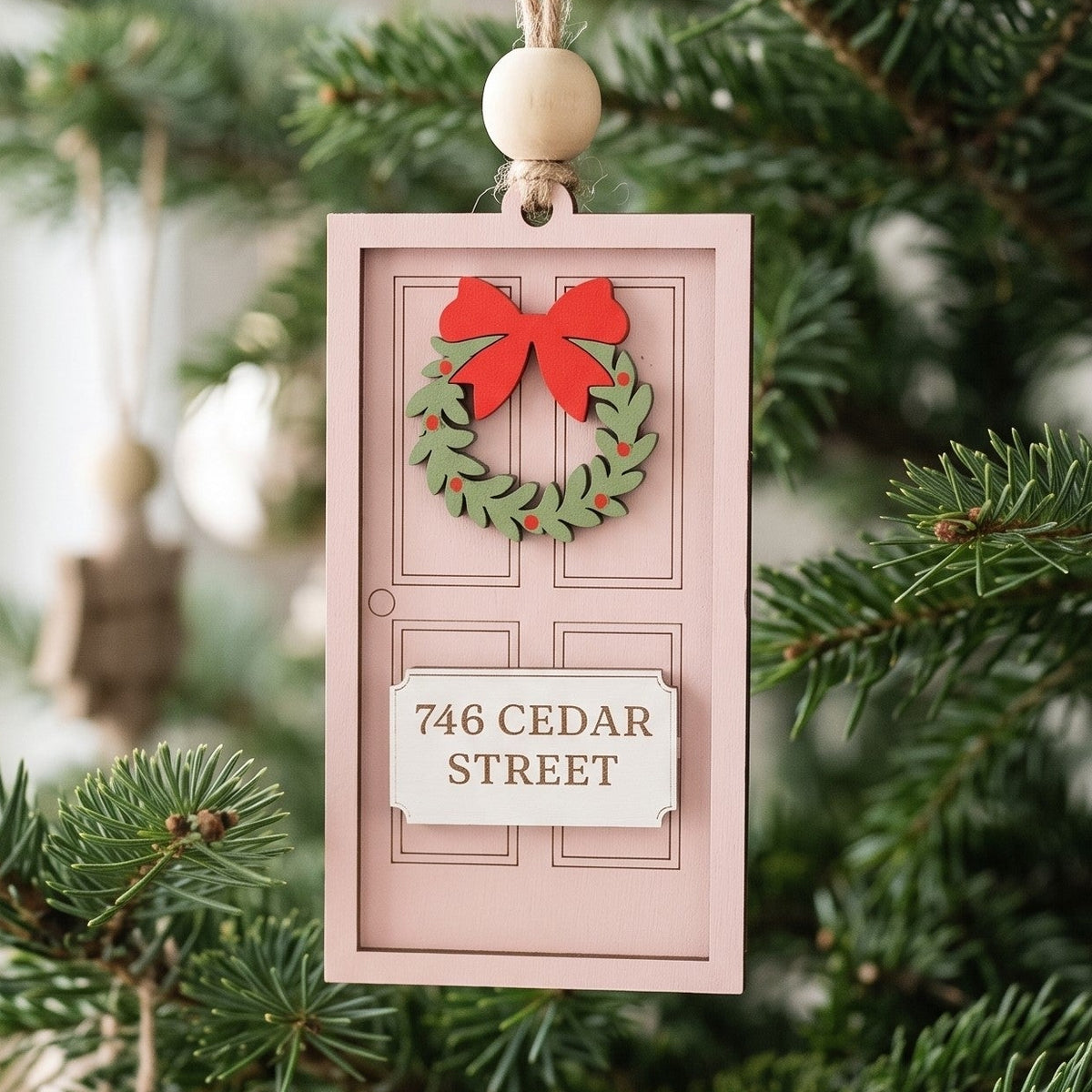 First Home Ornament Wood, Custom Address Ornament for Holiday B54