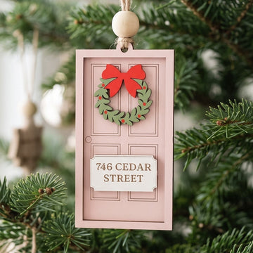 First Home Ornament Wood, Custom Address Ornament for Holiday B54