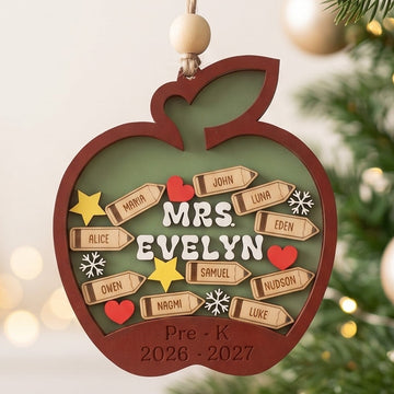 Teacher Shaker Ornament Wood, Christmas Tree Ornament for Decor B59
