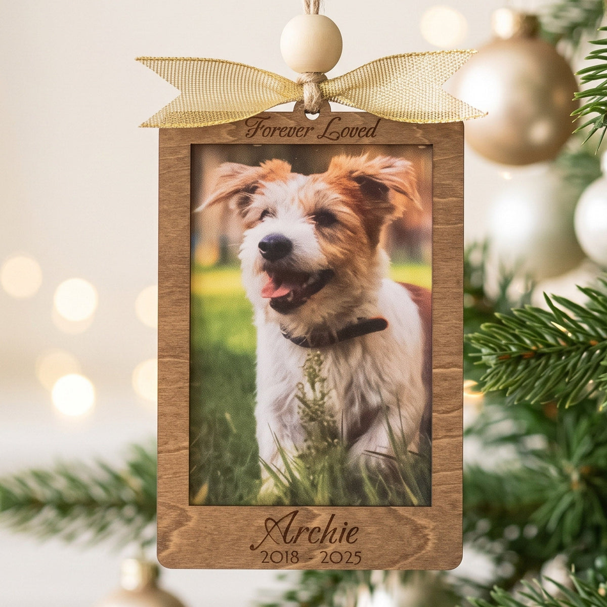 Pet Photo Ornament Wood, Custom Pet Photo Ornament for Tree B74