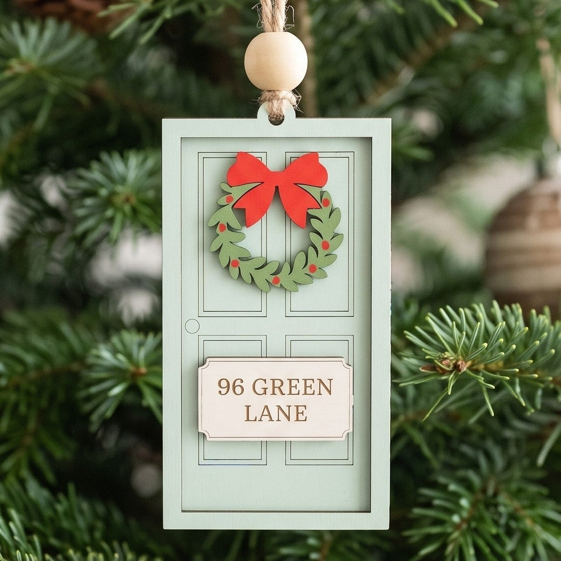 First Home Ornament Wood and Wooden Door Ornament for Tree B54