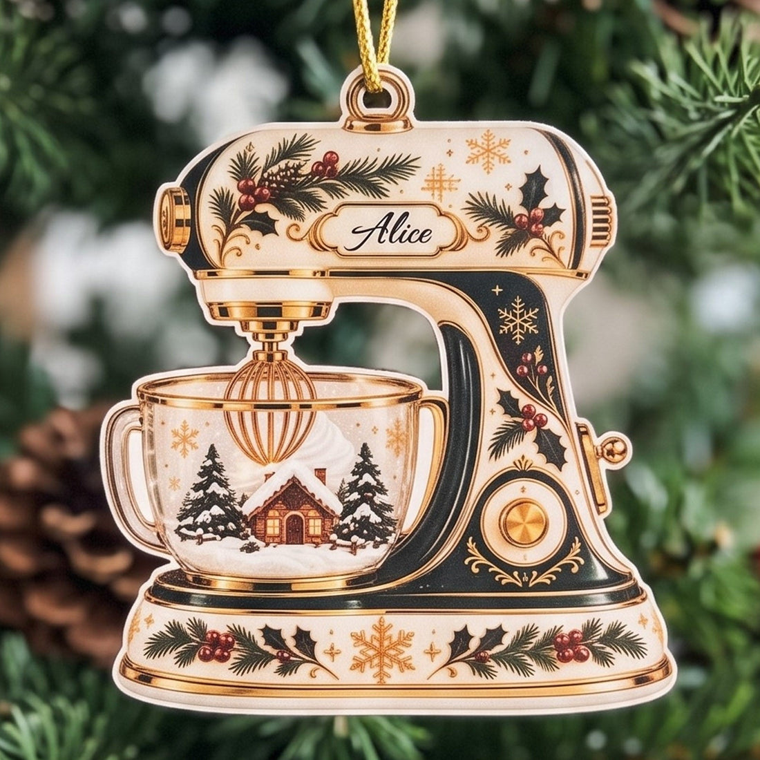 Stand Mixer Ornament Wood and Kitchen Christmas Ornament Gift B77