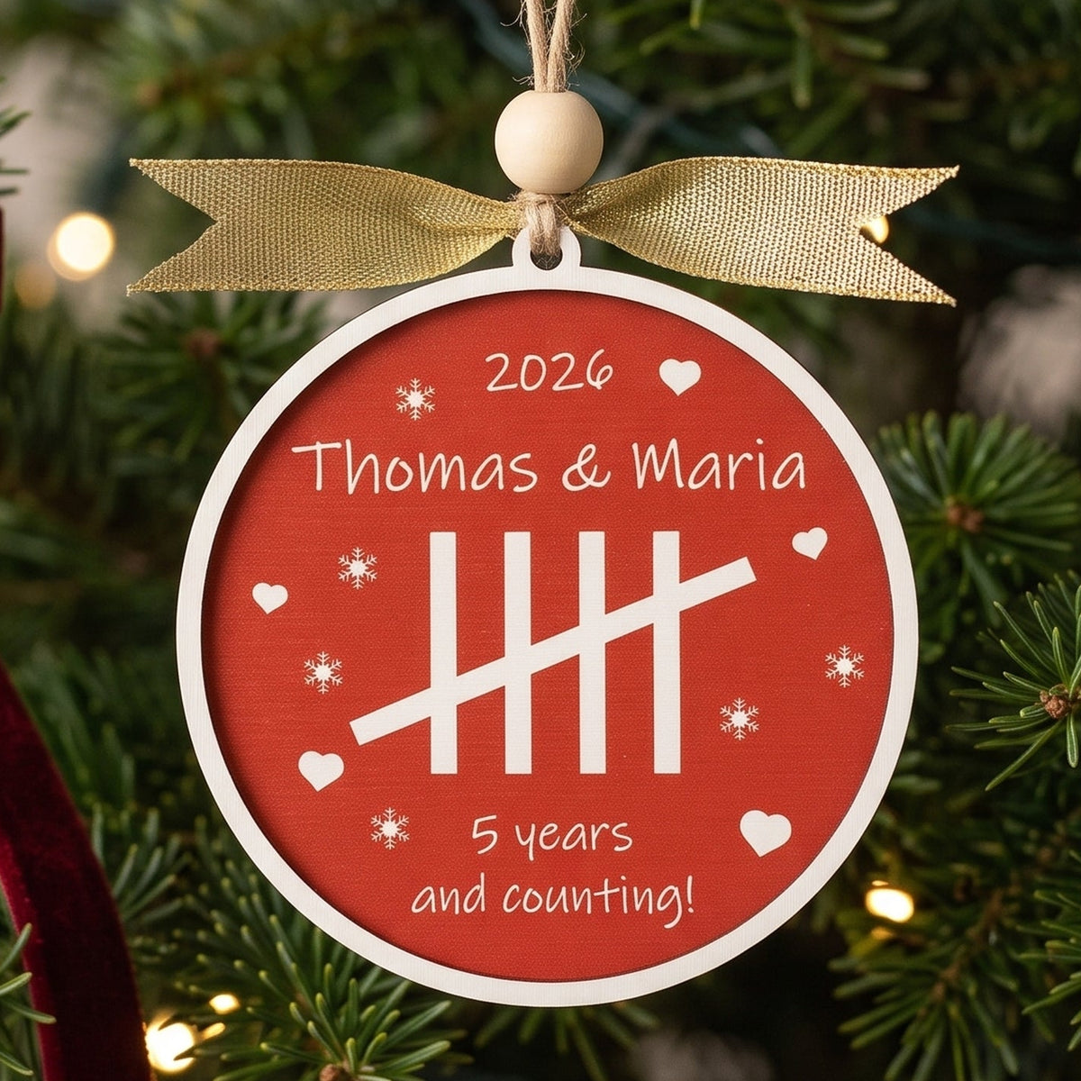 Personalized Anniversary Wood Ornament for Christmas Suncatcher B42